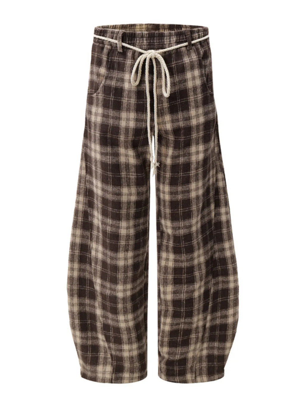 Relaxed Plaid Wide Leg Pants
