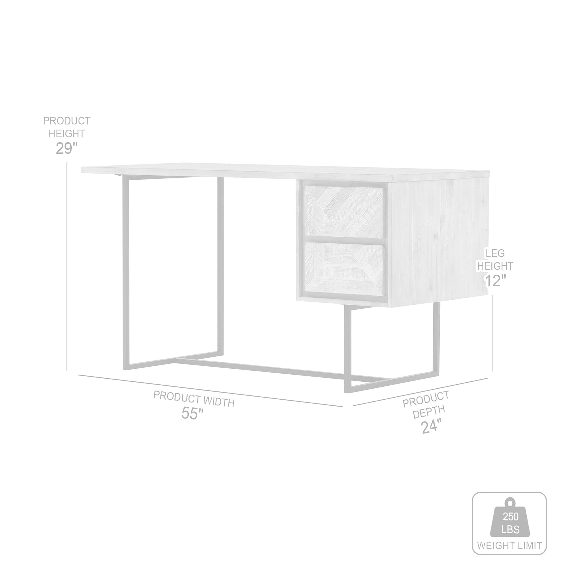 Peridot 2 Drawer Desk in Natural Acacia Wood