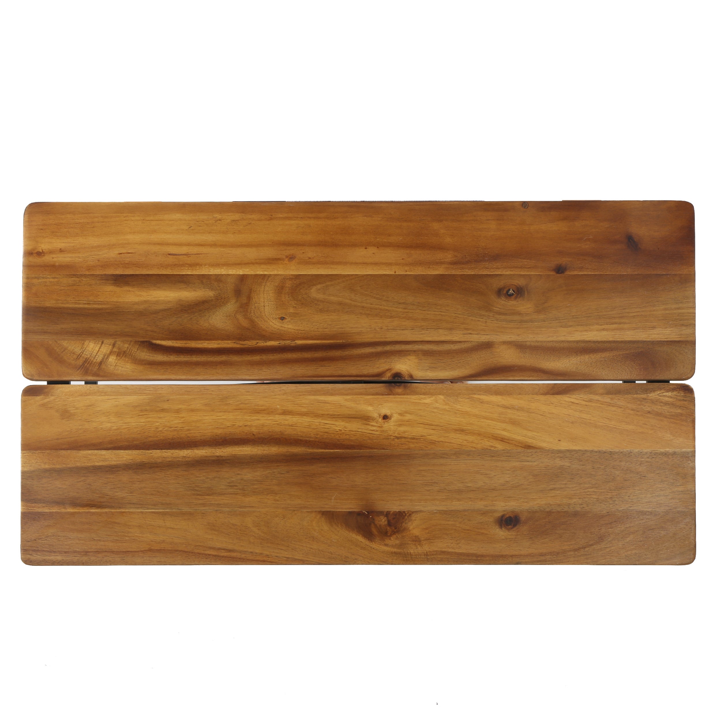 Rectangle Outdoor Coffee Table with Angled Tubular Legs and Wood Top, Black