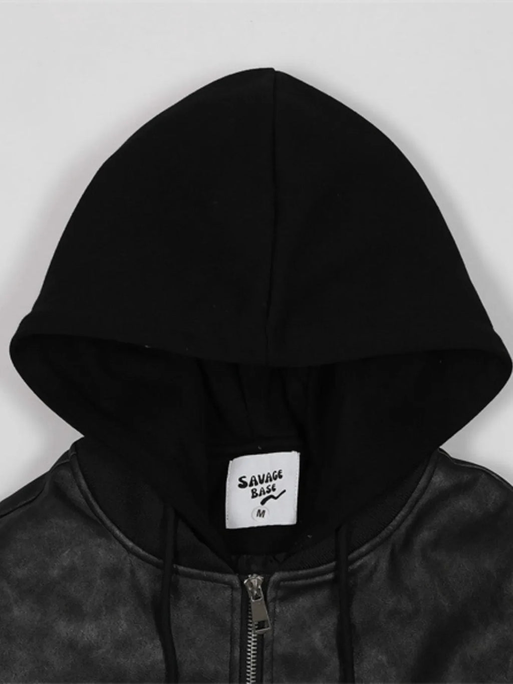 Drawstring Washed Zip Up Hooded Jacket