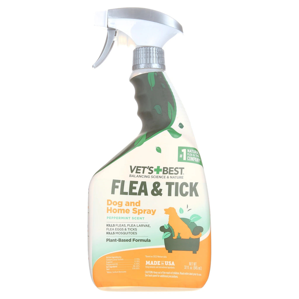 Vet's Best Flea and Tick Home Spray for Dogs - Refreshing Peppermint Scent - 32oz of Powerful Protection