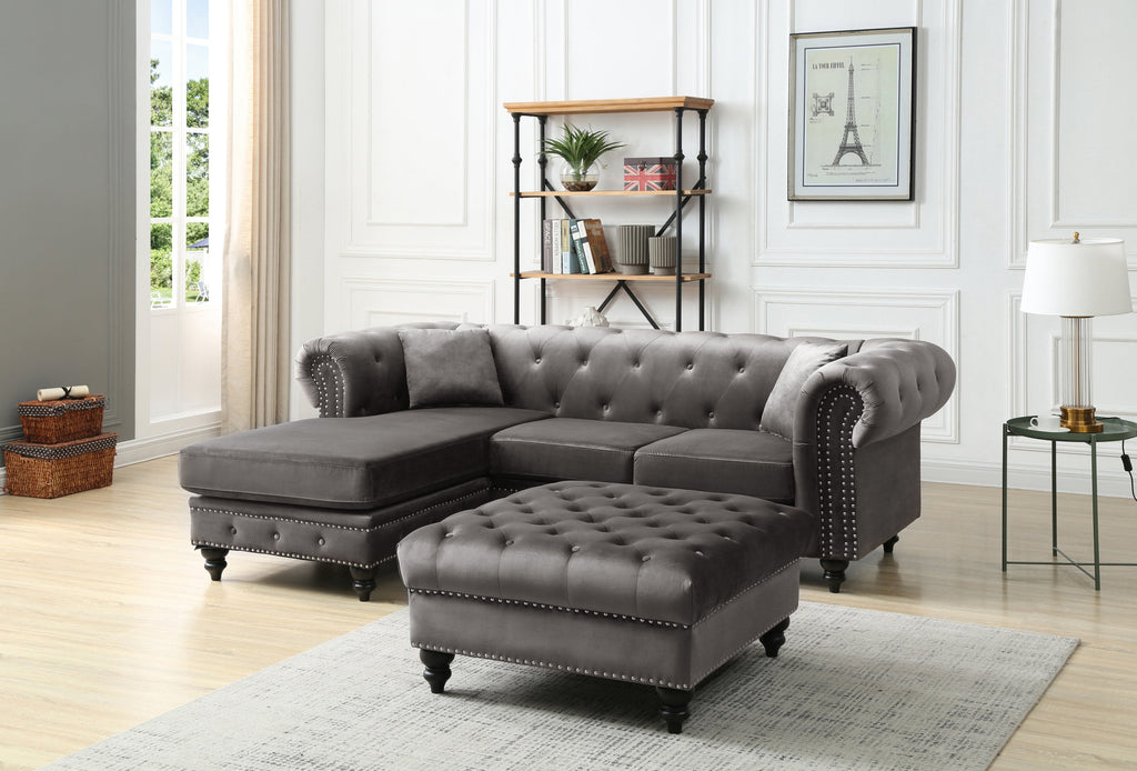 Nola G0350B-SC Sofa Chaise (Without Ottoman) , DARK GRAY