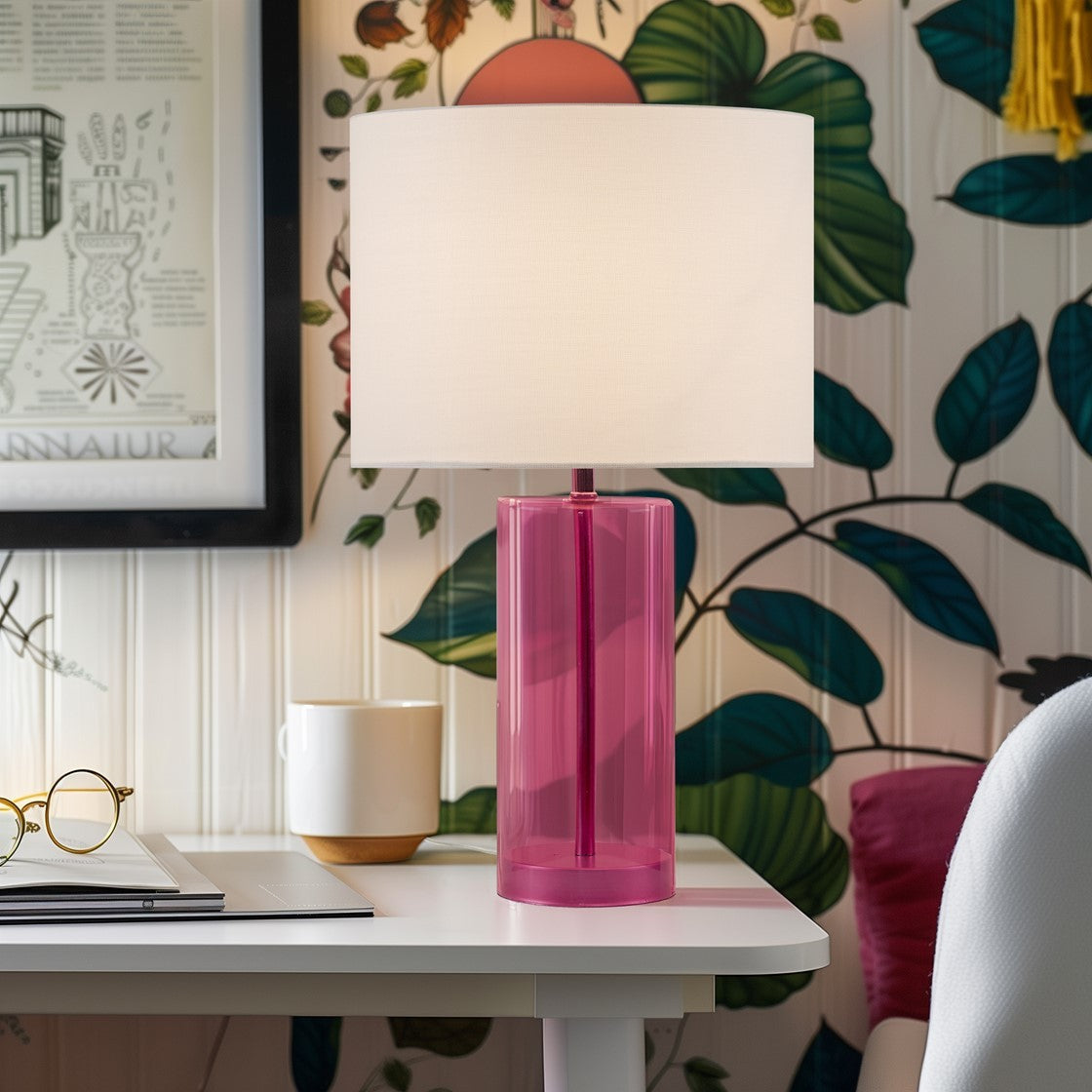 Glass Table Lamp Pink See below