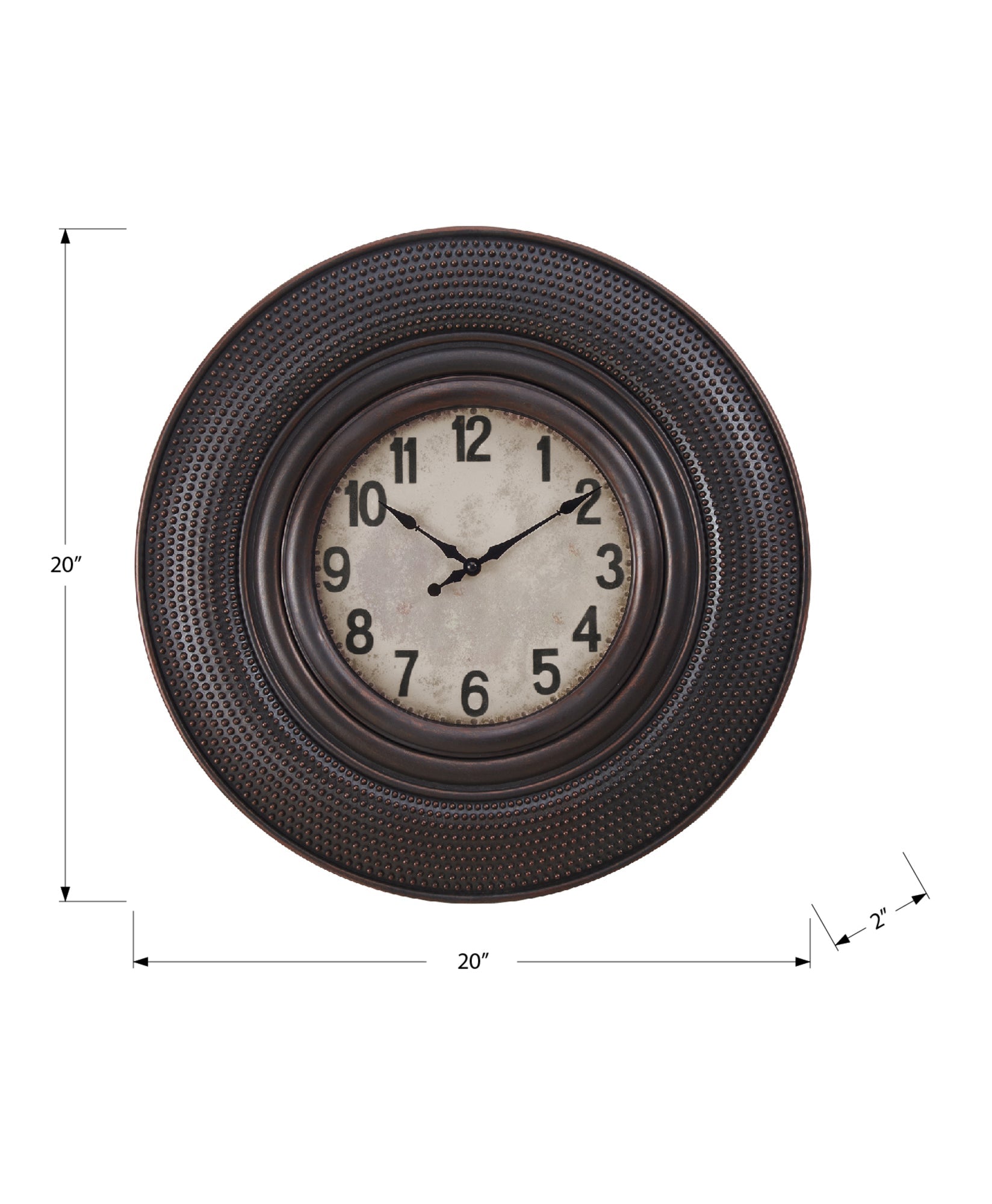 Clocks, 20' Round, Wall Clock, Antique Brown, Transitional
