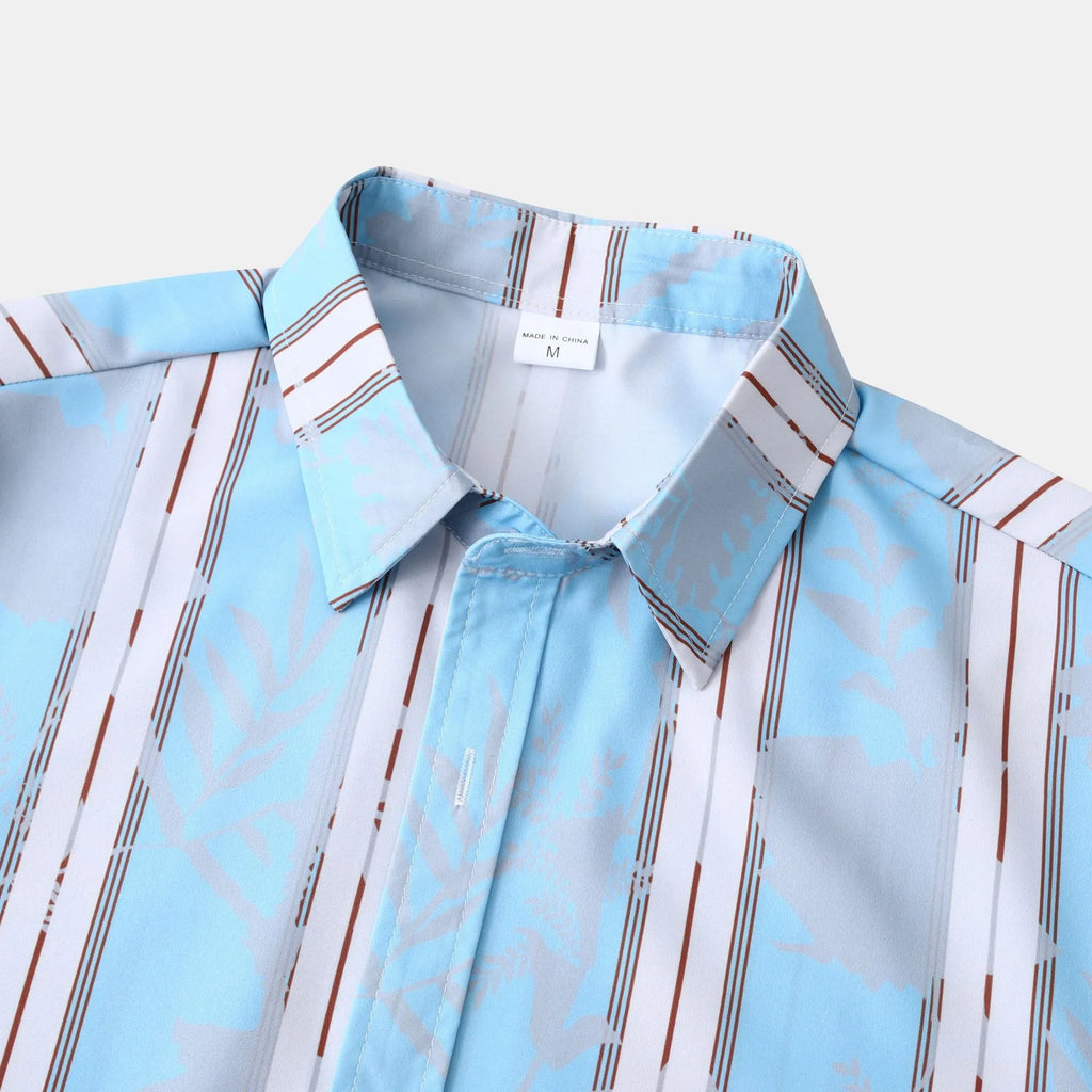 Casual Striped Short Sleeve Button-Up Shirt