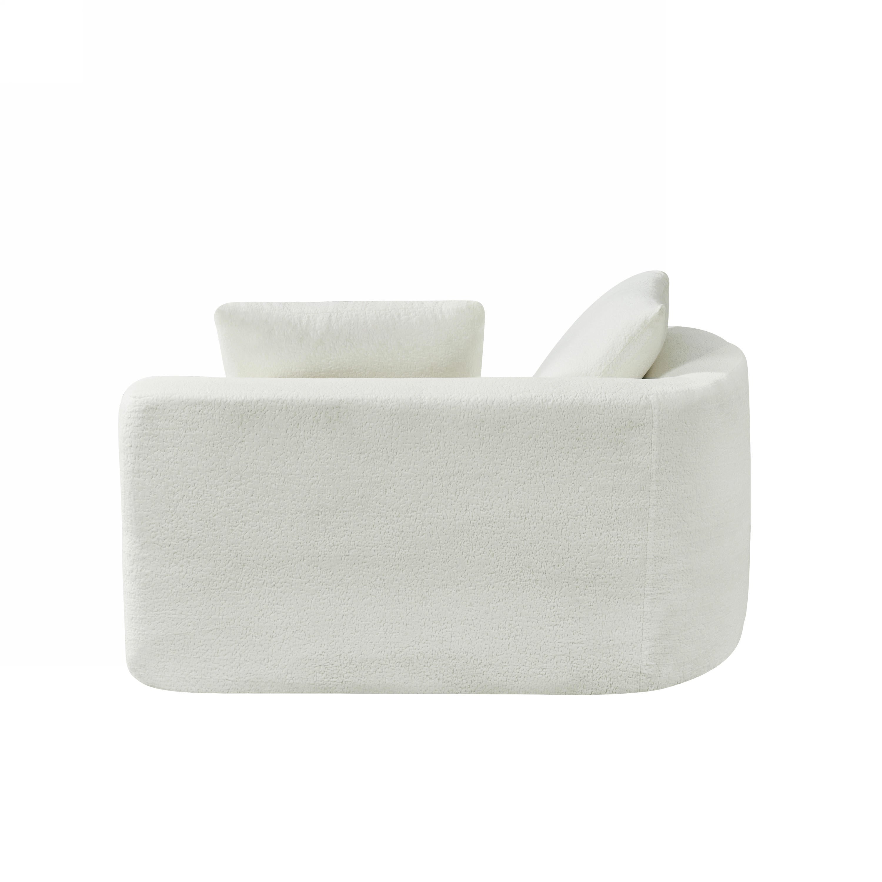 116' Modern Curved Sectional Sofa with High-Density Fully Compressed Sponge and Chaise Lounge, Pearl Upholstery, 2-Piece Set, Fully Assembled Right Hand Facing, Perfect for Living Room, Lounge