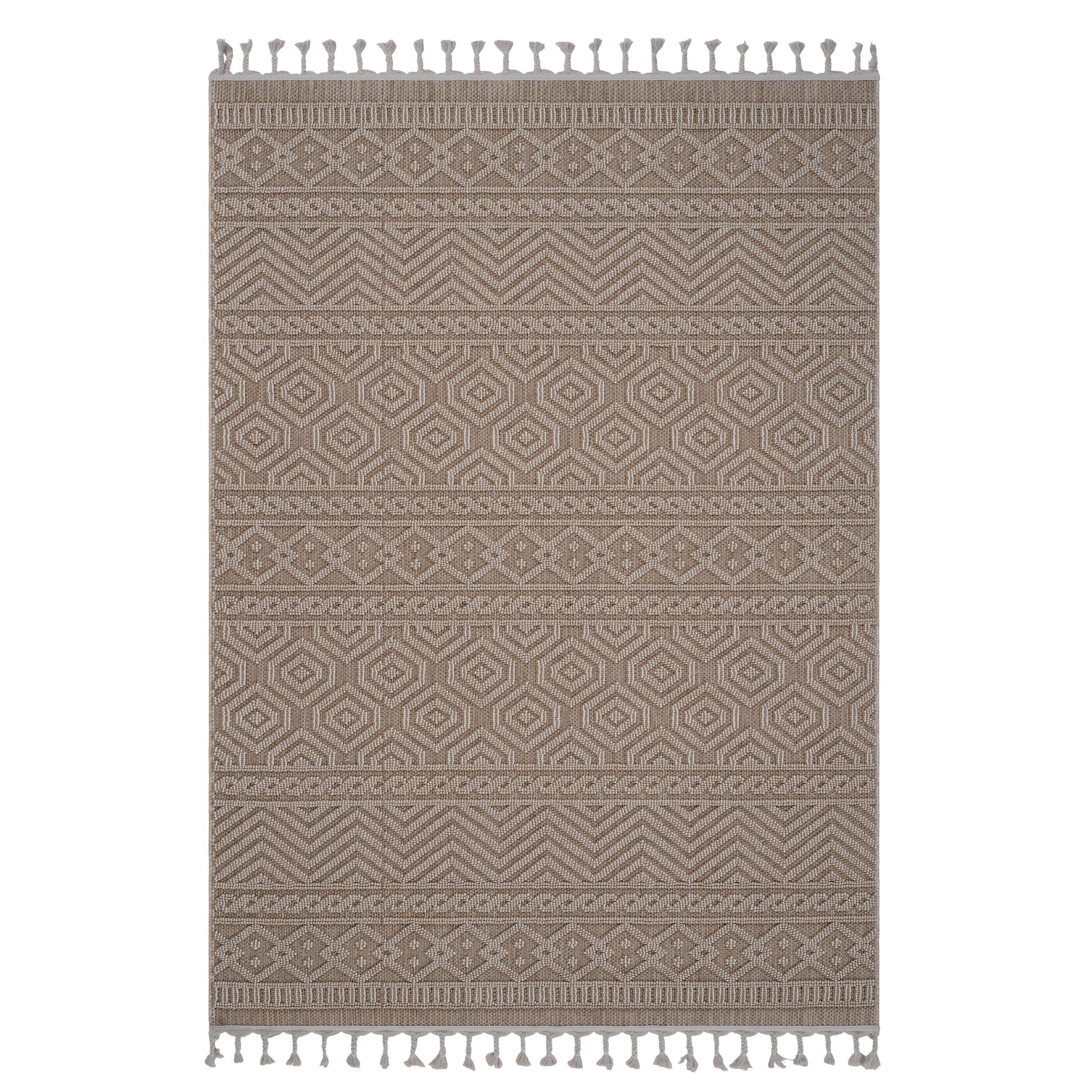 8X10 Mocha /Geometric Indoor/Outdoor Area Rug