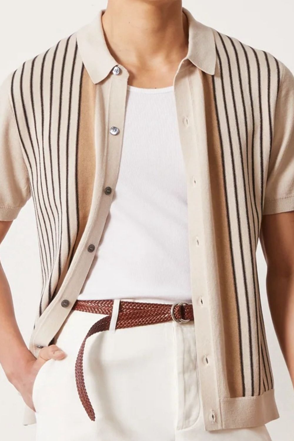 Striped Button Up Short Sleeve Shirt