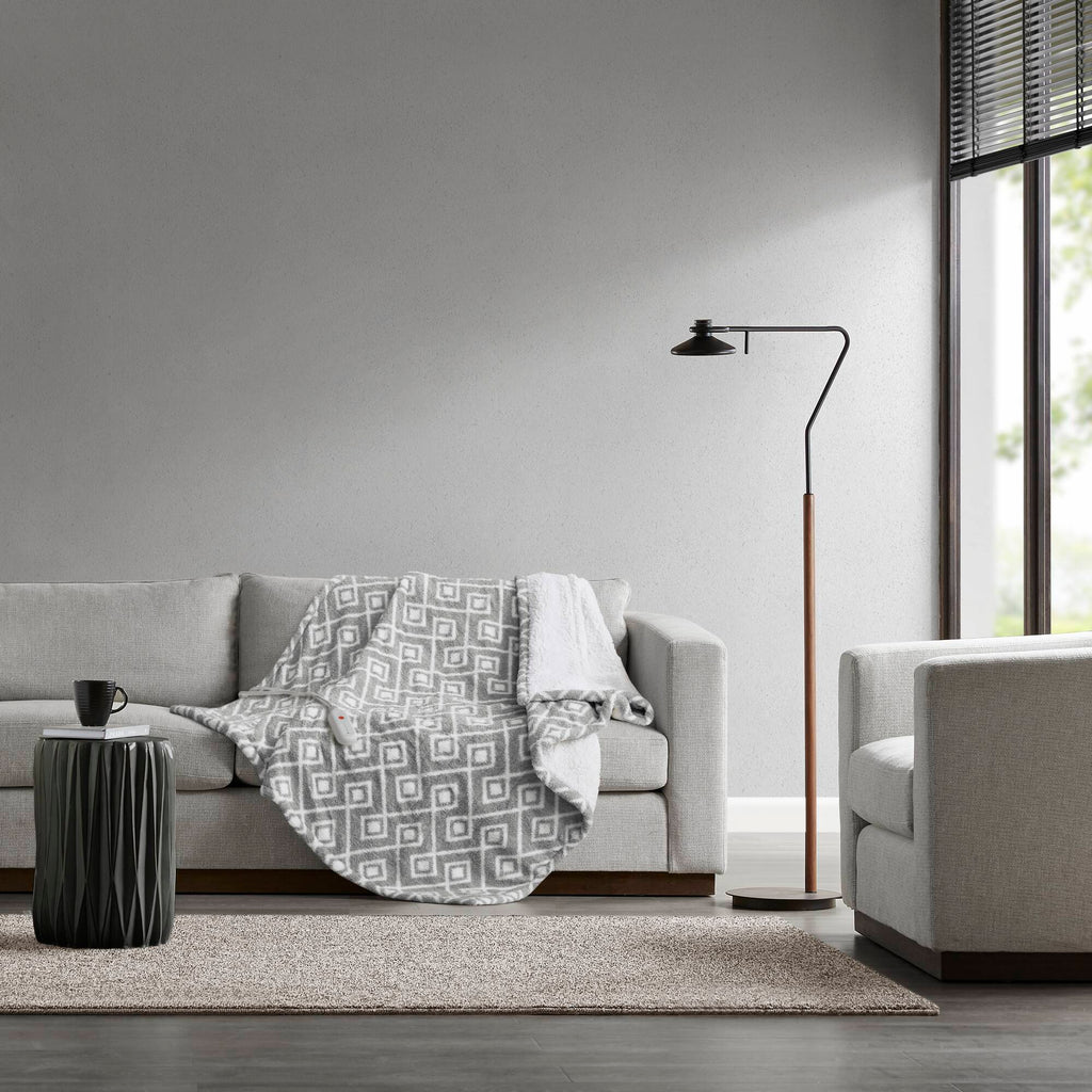 1 PCS 50x60' Dream Soft Heated Throw Grey Geo