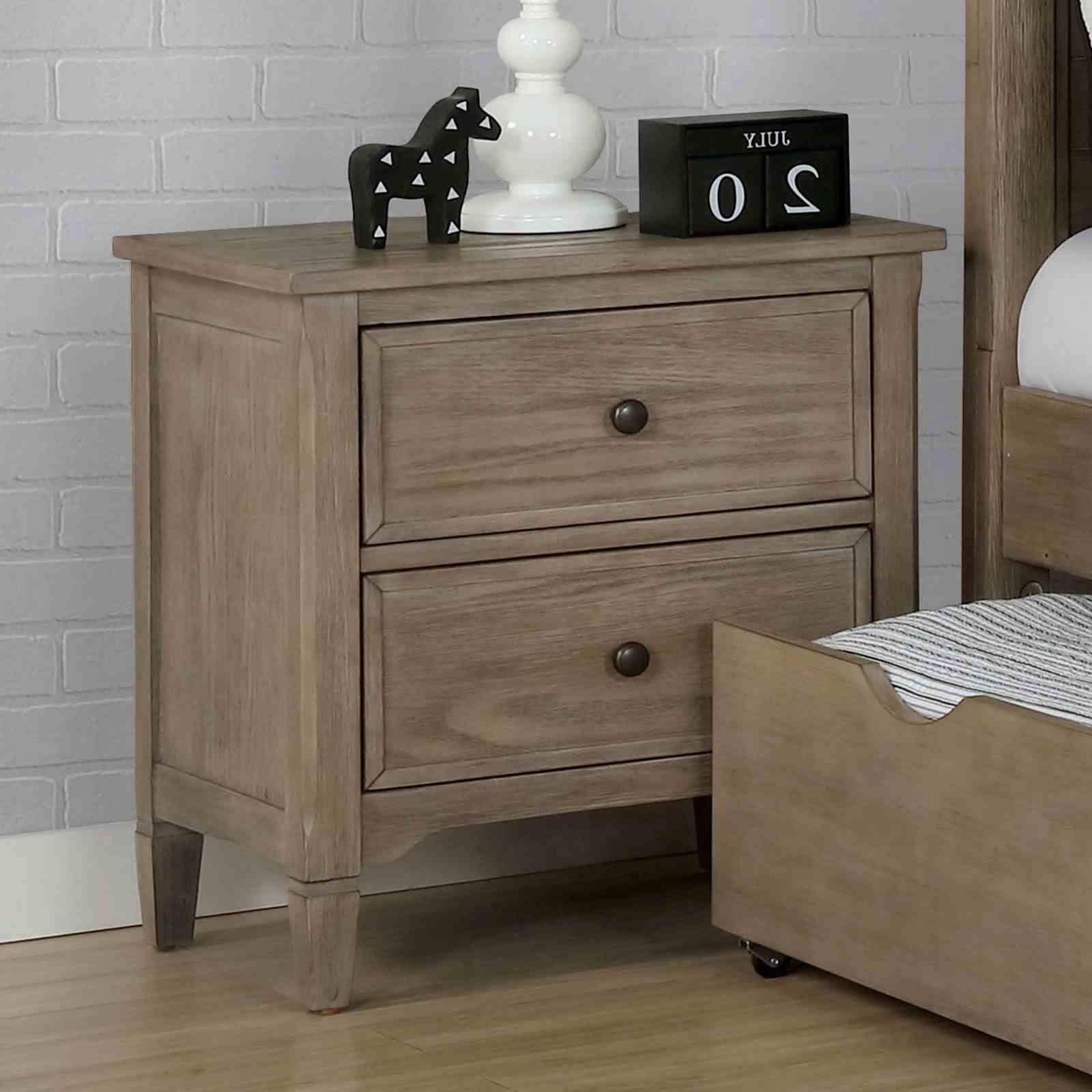 Transitional Full Size Bed w Trundle 2x Nightstands Warm Gray Bedroom Furniture Wood Grain Texture 3pc Set