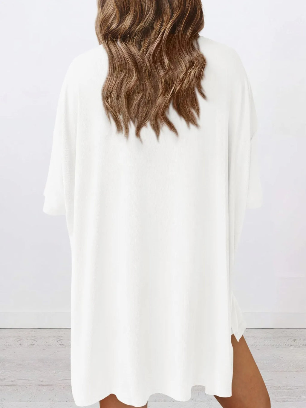 Oversized Slit Round Neck Top and Shorts Lounge Set Plus Size