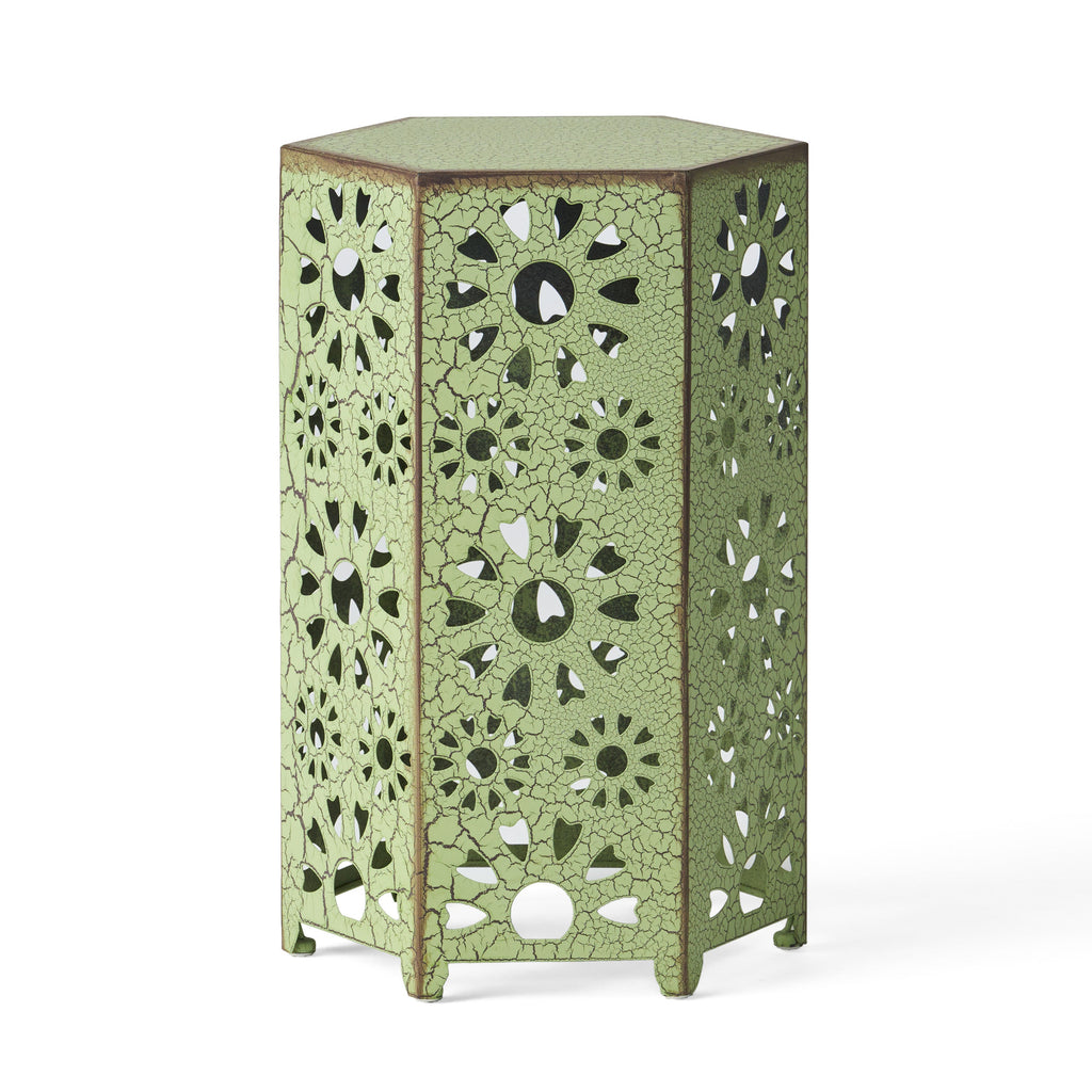 Galore 14' Side Table with Sunburst Cut Out Design, Green