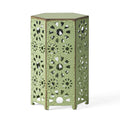 Galore 14' Side Table with Sunburst Cut Out Design, Green