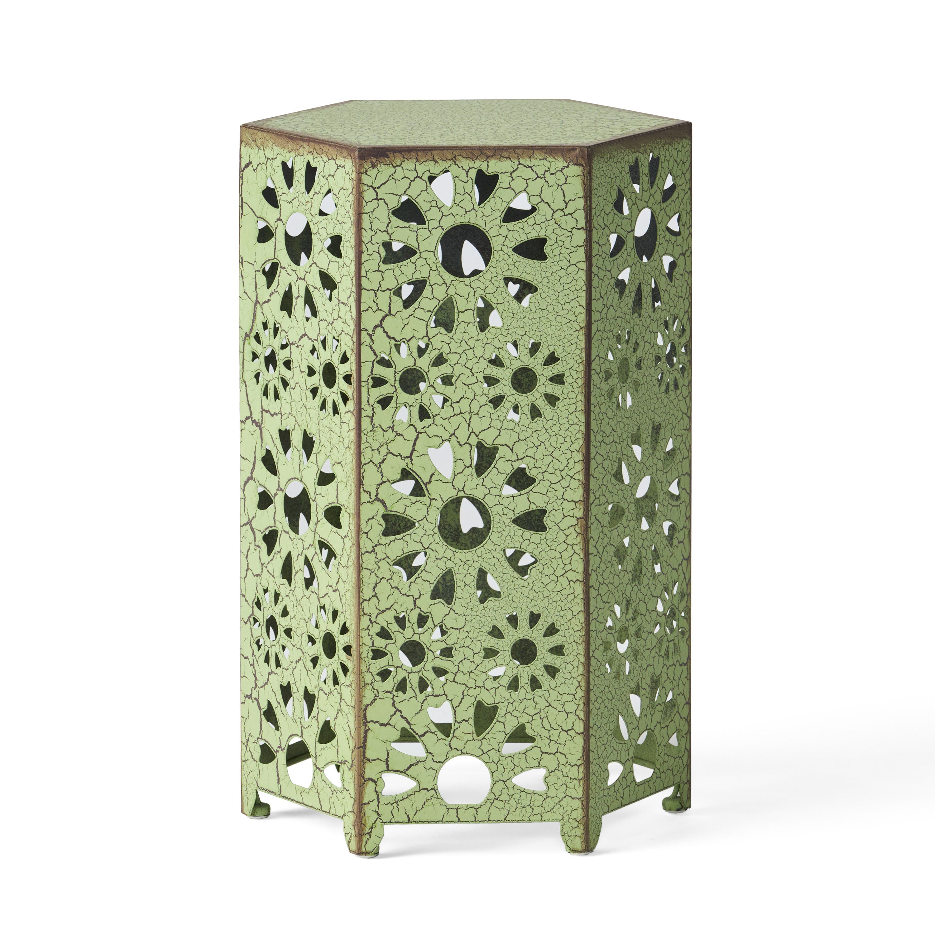 Galore 14' Side Table with Sunburst Cut Out Design, Green