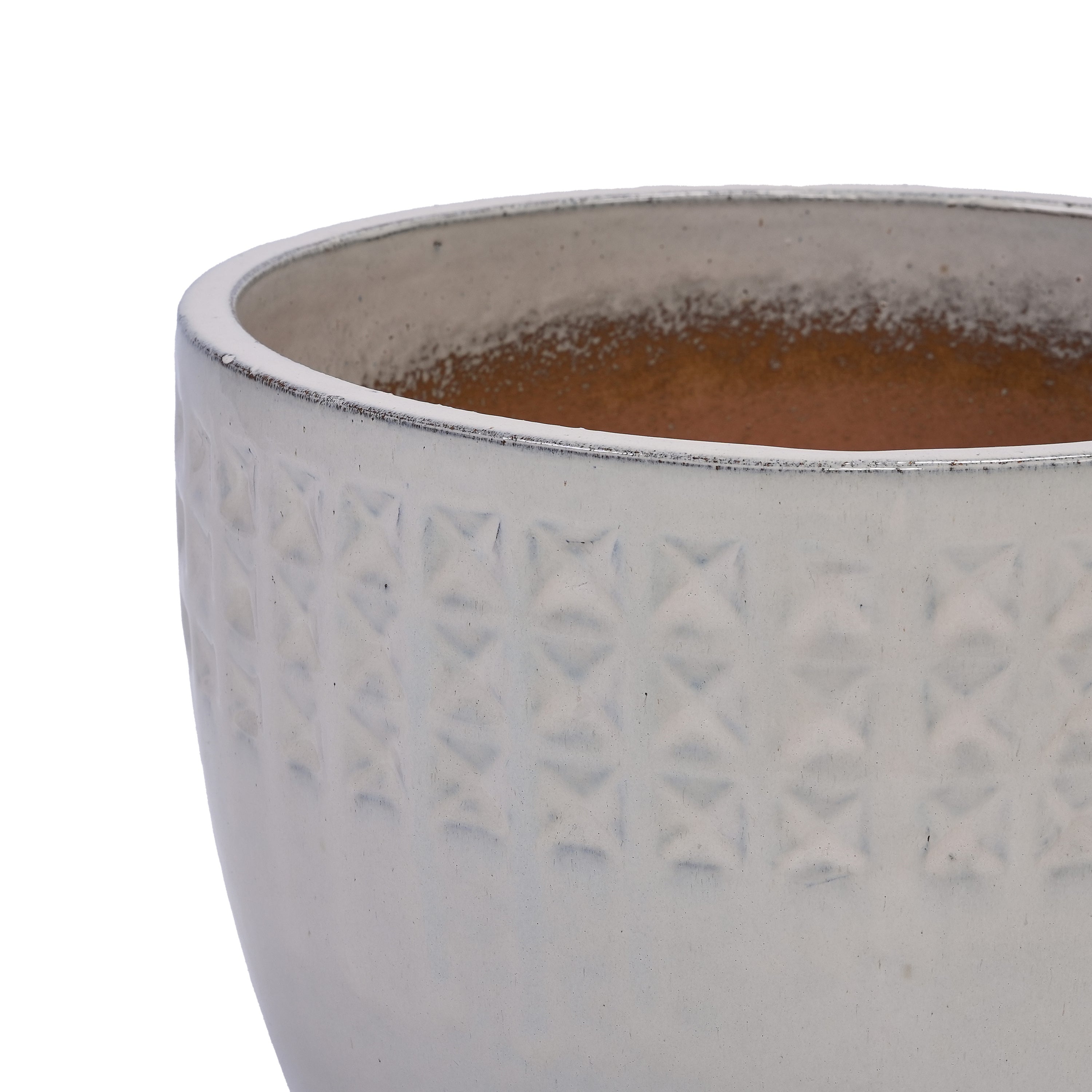 Set of 3 Ceramic Flowerpot, Modern Planter for Patio, Garden, Windowsill - Ancient White