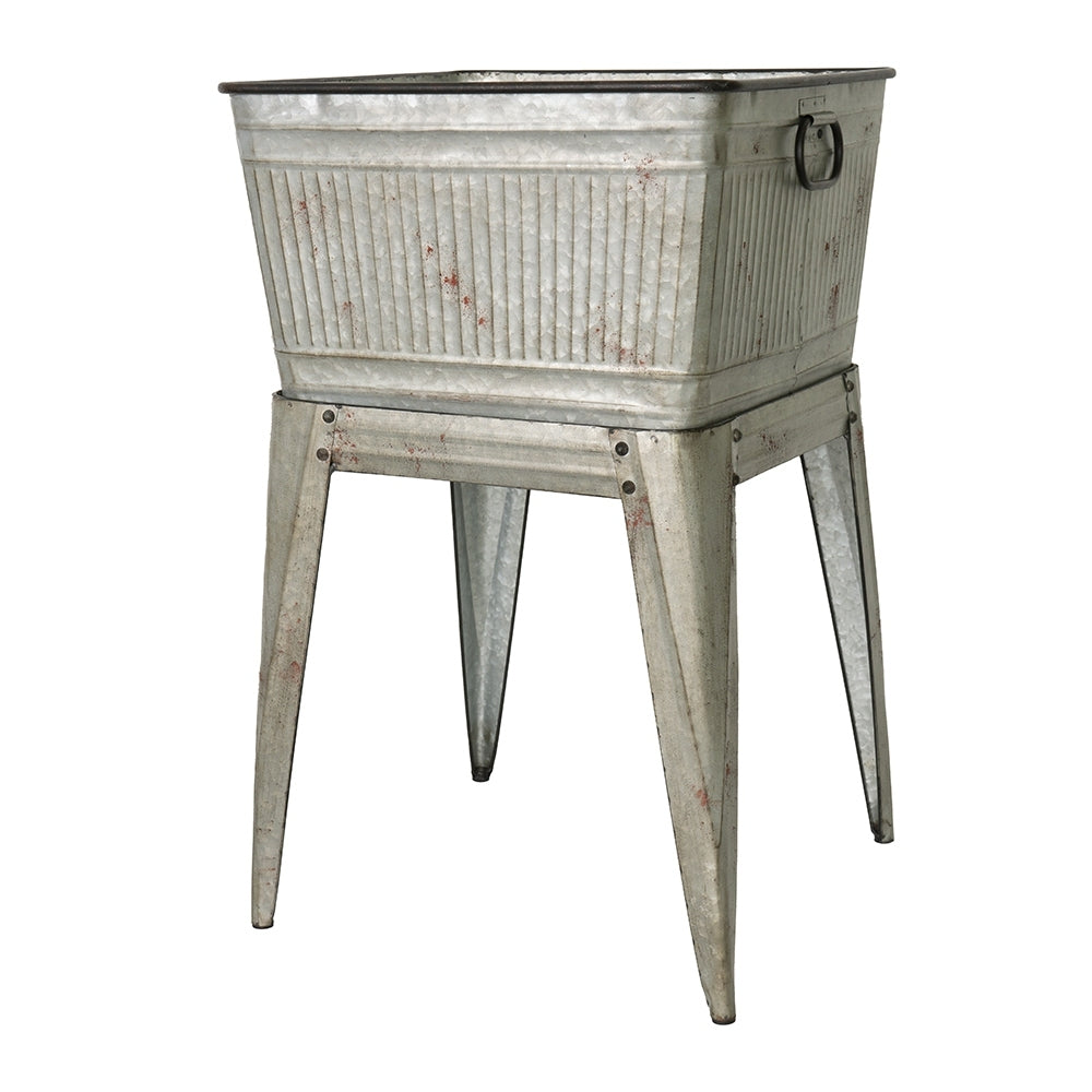 20.5x20.5x21' Large Perryman Galvanized Tub On Stand, for Plant Pot/Planter/ Metal Ice Buckets