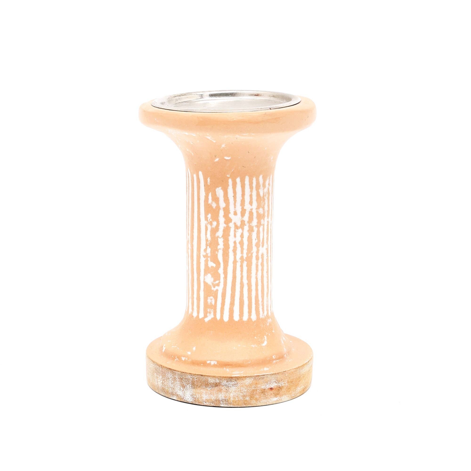 Brown EcoMix Pillar Tall Candle Holder – Sustainable Candle Stand for Elegant Lighting-4X4X7'