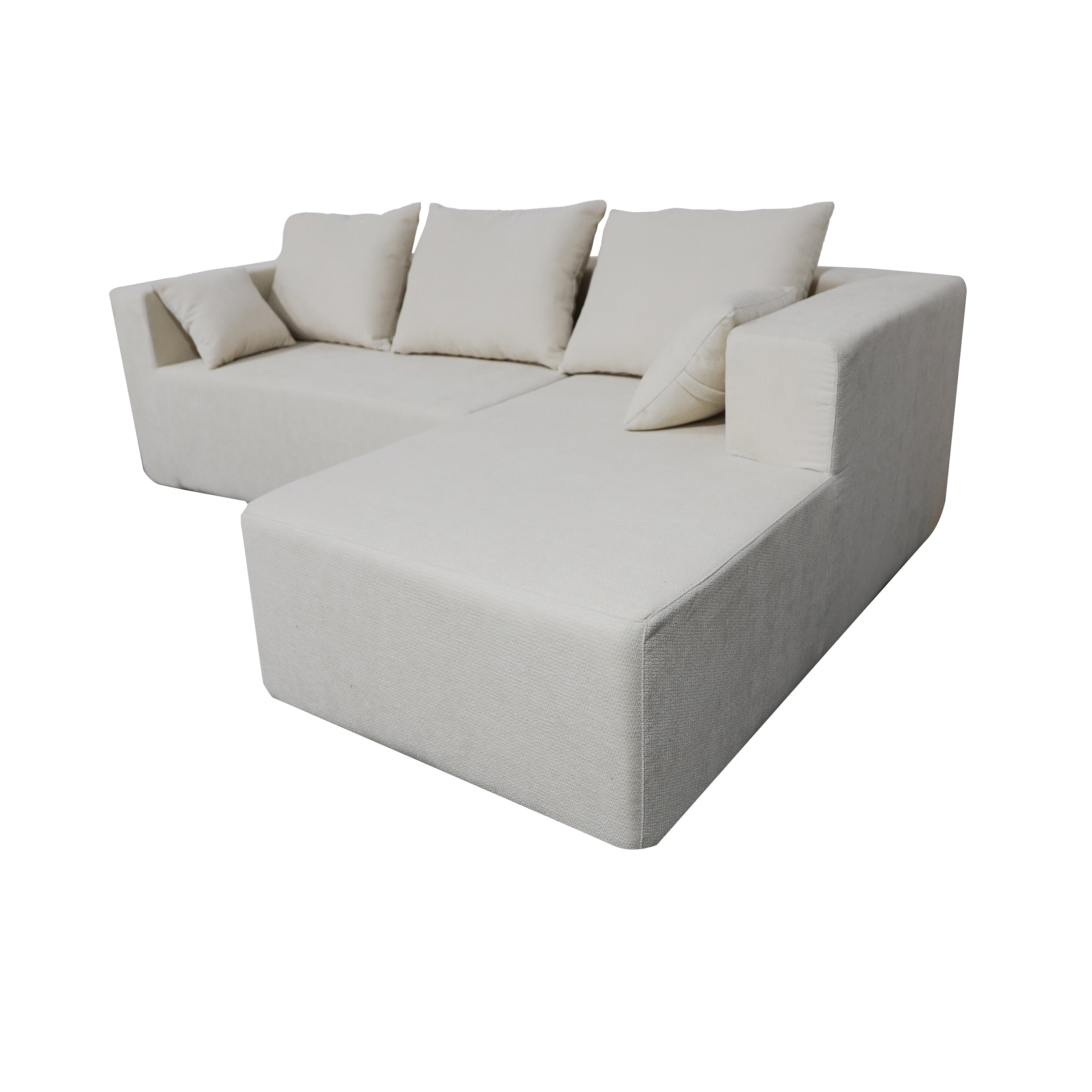 Combination sofa and sofa bed on the right corner, made of high-density sponge and soft linen fabric, with multiple combination methods (beige)