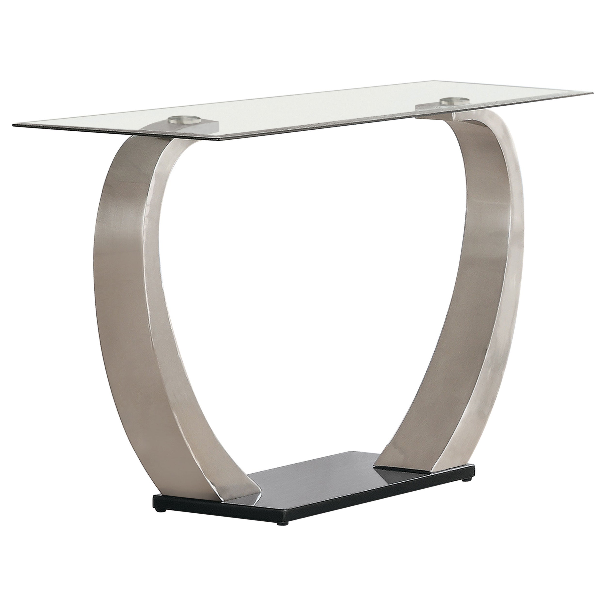 Lana Satin Silver Glass Top Metal Base Console Table