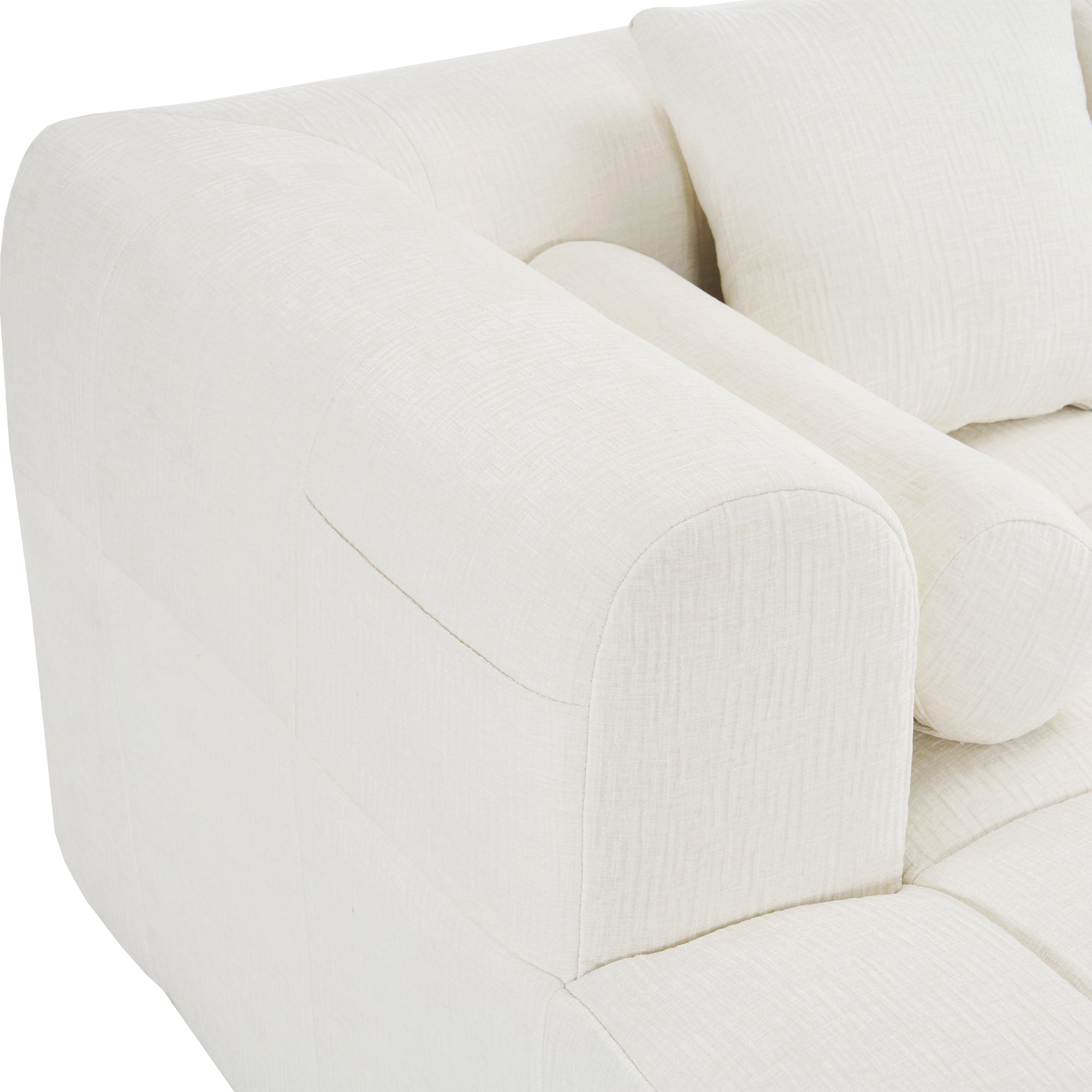 Modern Beige Modular Sectional Sofa with Deep Seating and Side Pockets, Chenille Upholstery, 101.2'