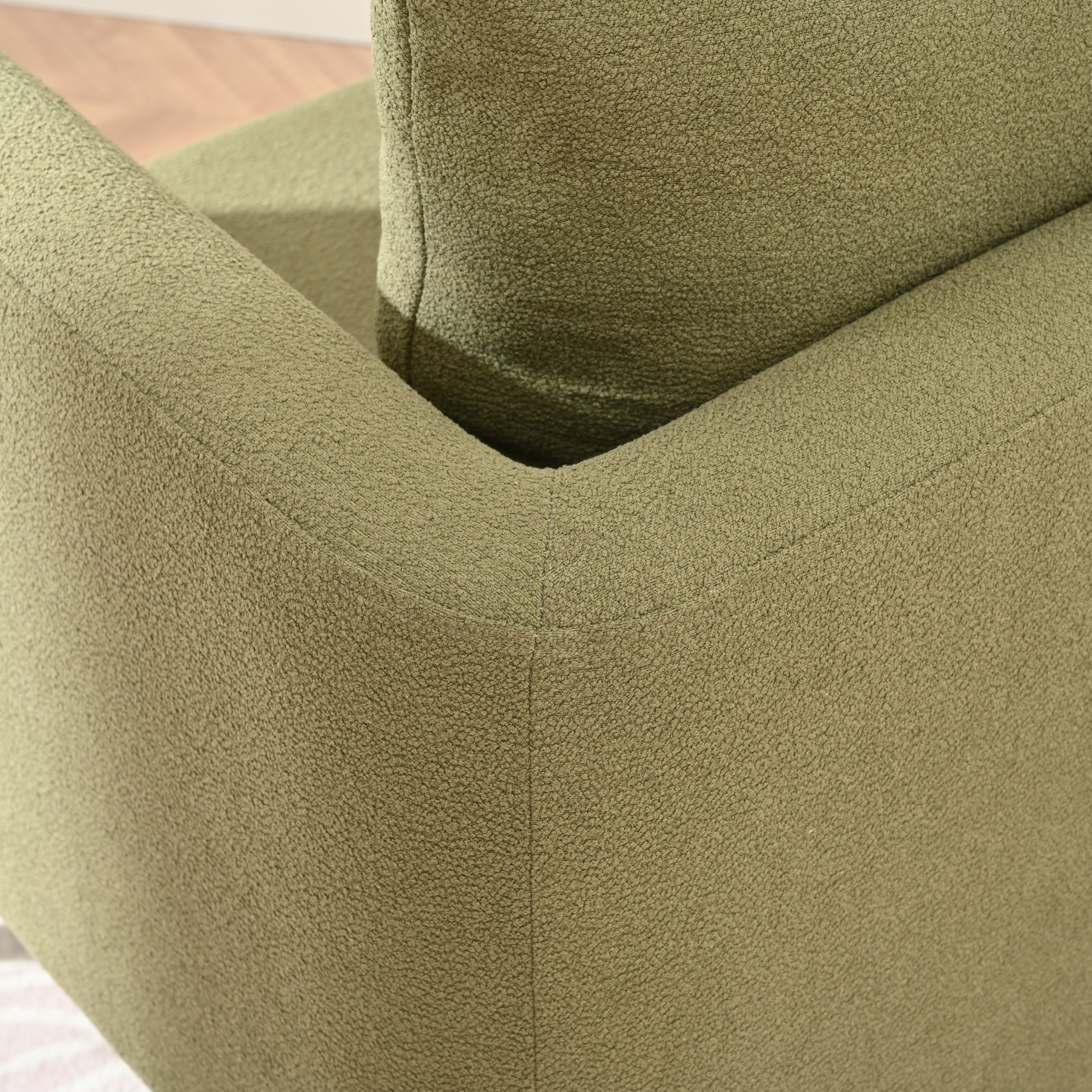 Barrel Chair, Modern Accent Chair, Fabric Armchair Club Chair,Upholstered Arm Chair with Solid Wood Legs,Waist Pillow,Padded Single Chair for Living Room/Bedroom/Study/Waiting Room,Olive Green