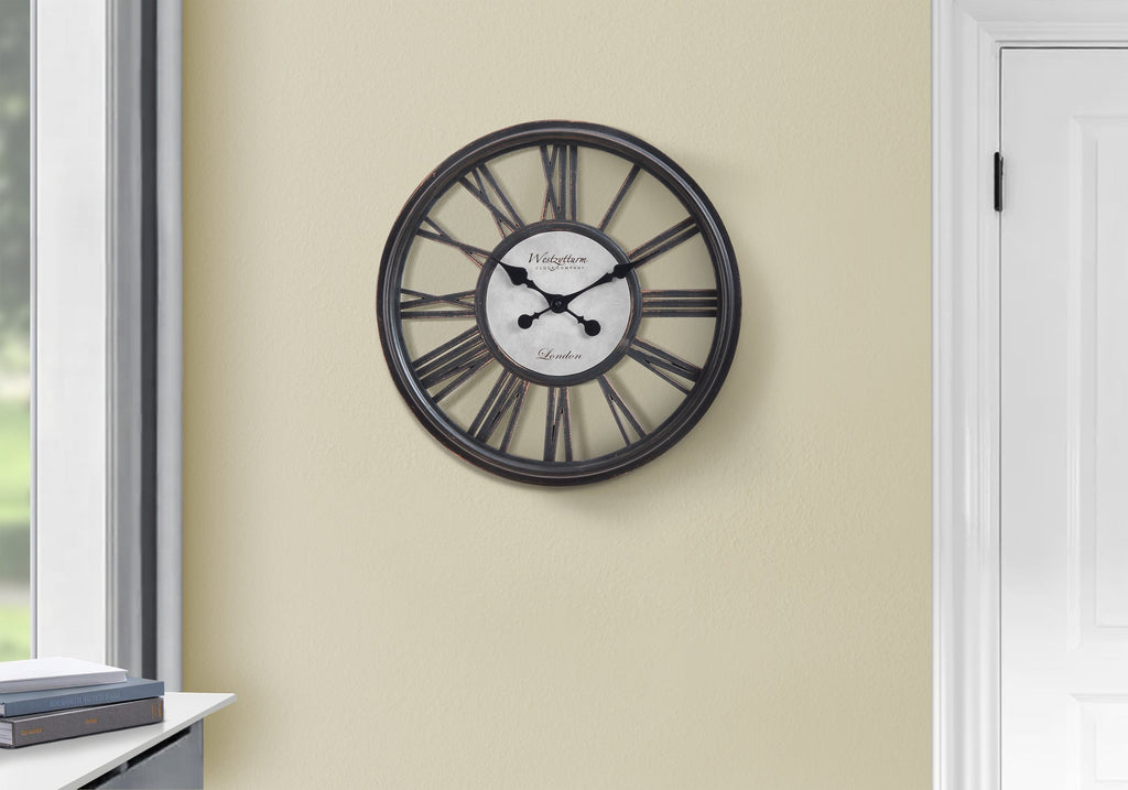 Clocks, 18' Round, Wall Clock, Antique Black, Transitional