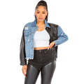 Distressed Denim & Vegan Leather Shacket