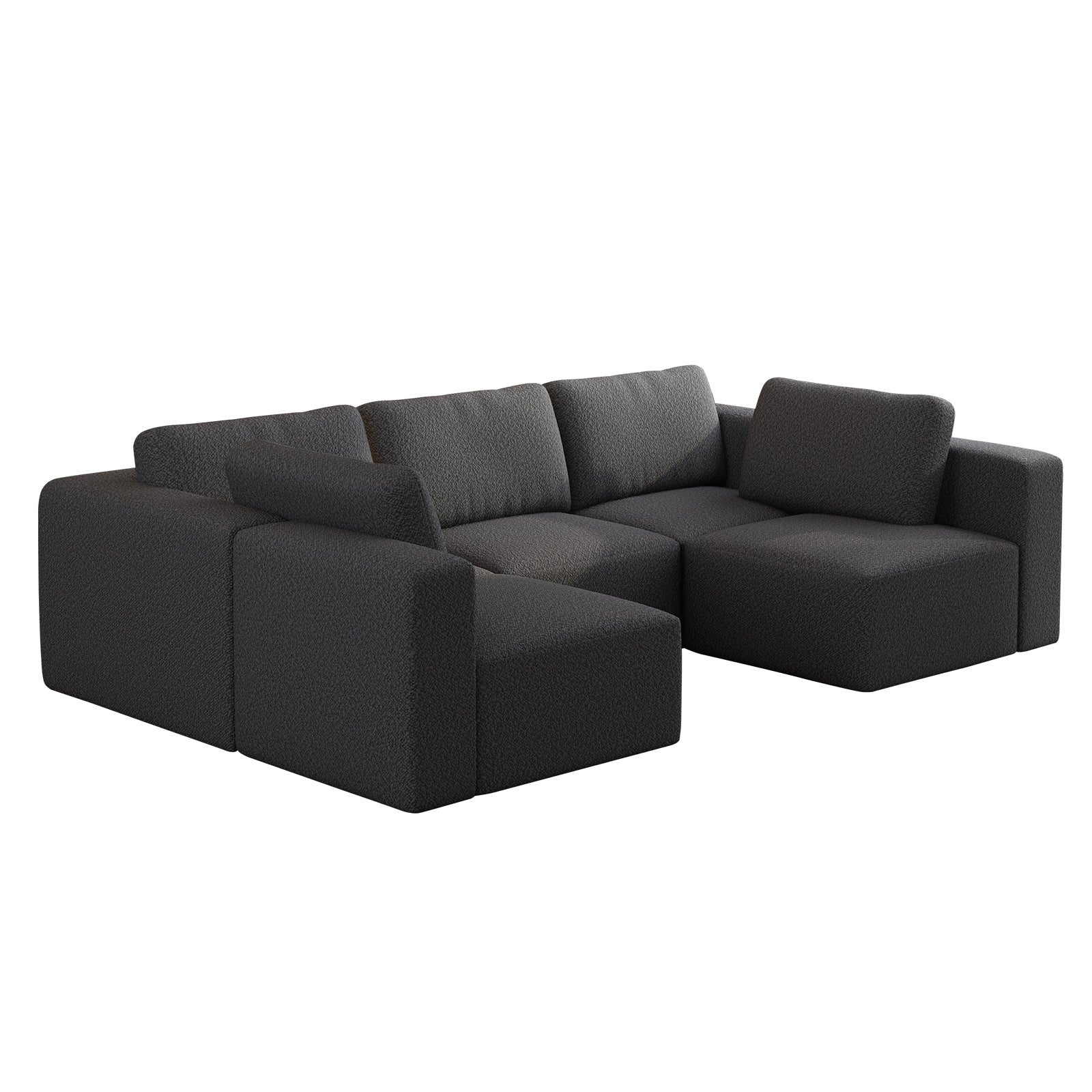 104.32*70.86 Modular Sectional Sofa Sleeper Couch, Sectional Sofa with Chaise and Ottoman, Convertible U Shaped Modular Sofa Set. Compressed sponge, Dark Grey (Combo 3A+2B)