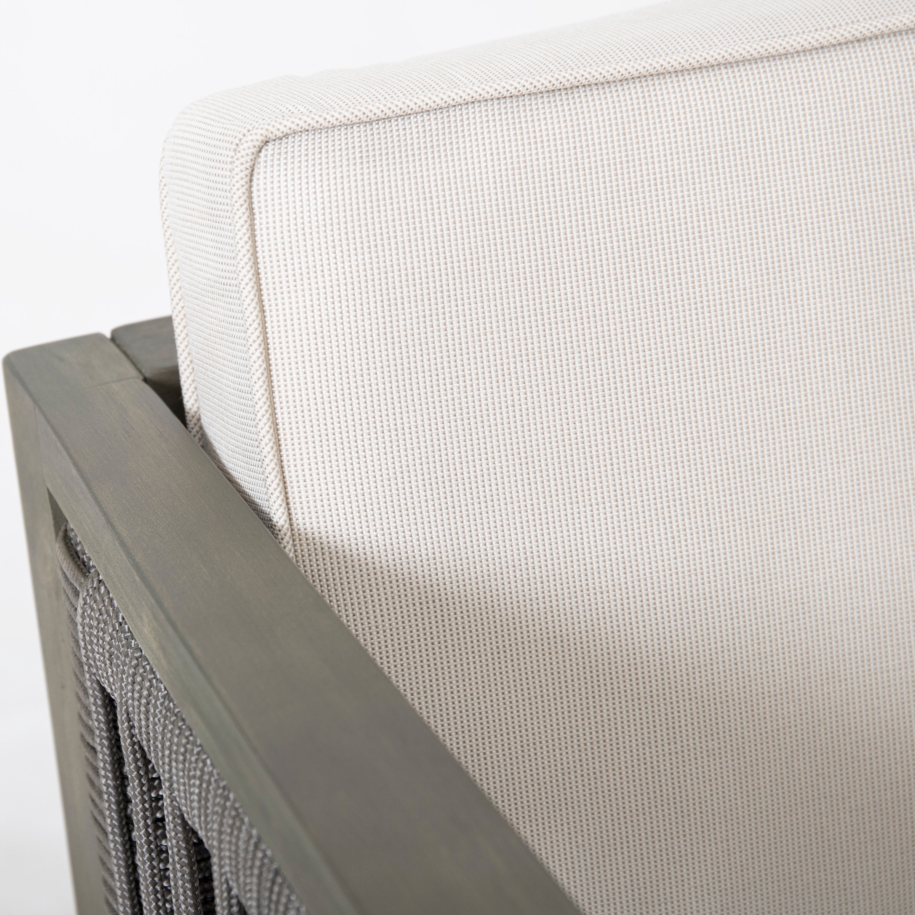 4-Pieces Acacia Wood Patio Furniture Set, Outdoor Furniture with Coffee Table, Patio Conversation Set Deep Seating with Soft Cushion, Porch Chairs for Garden, Backyard Porch Balcony, Grey & Beige