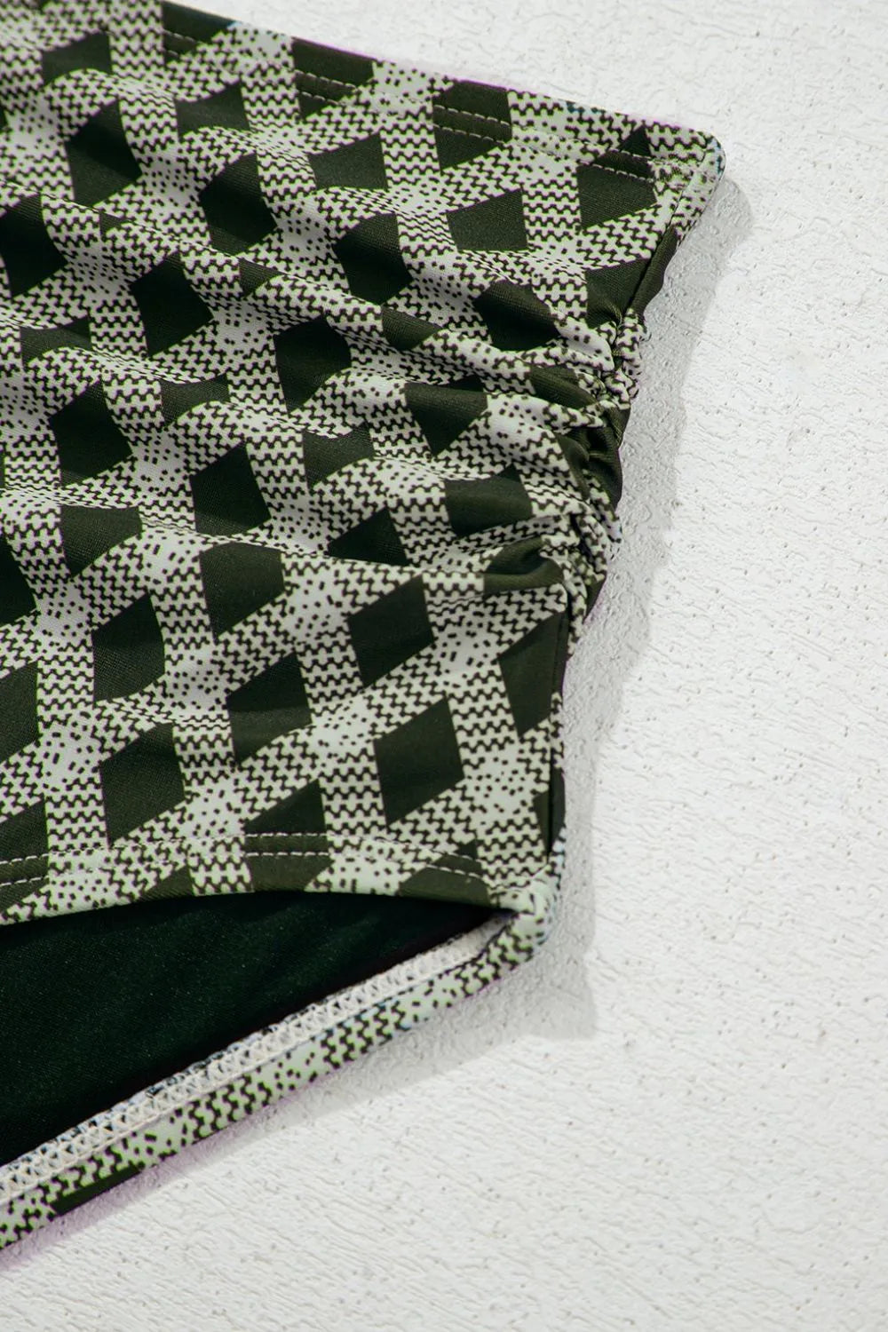 Dotted Mesh Plaid Patchwork High Waisted Swim Set