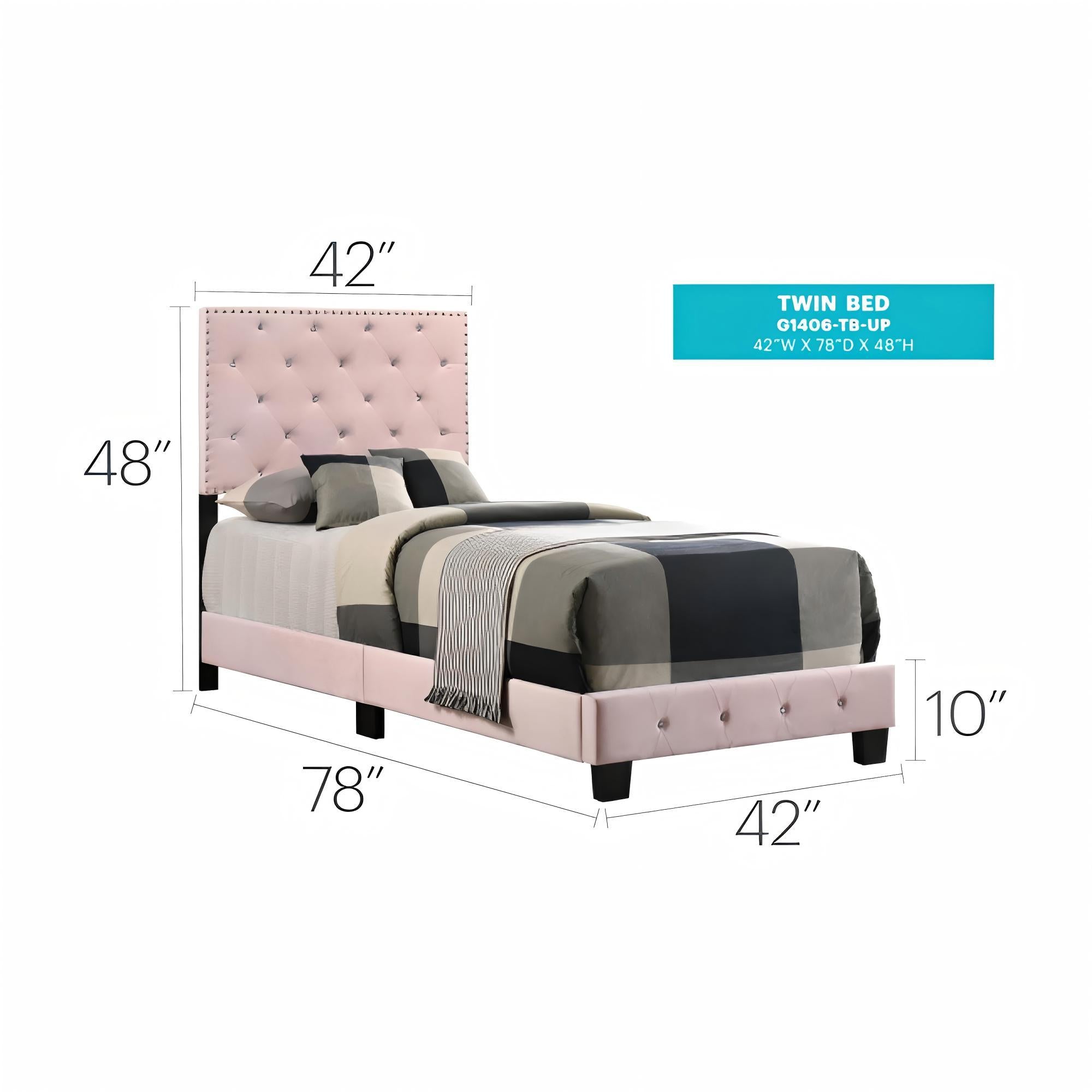 Charming Pink Velvet Twin Bed for Kids with Easy Setup and Durable Design