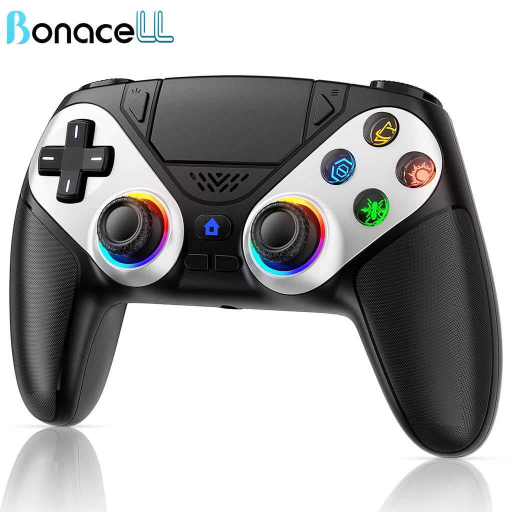 RGB Wireless Controller Compatible with PS5 and PC, Hall Effect Triggers, Programmable Buttons, Turbo Mode, Dual Vibration Gamepad
