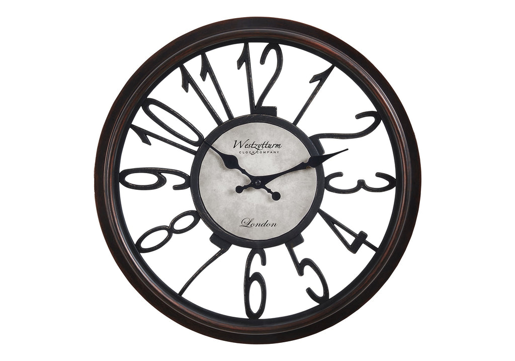 Clocks, 16' Round, Wall Clock, Antique Brown, Transitional