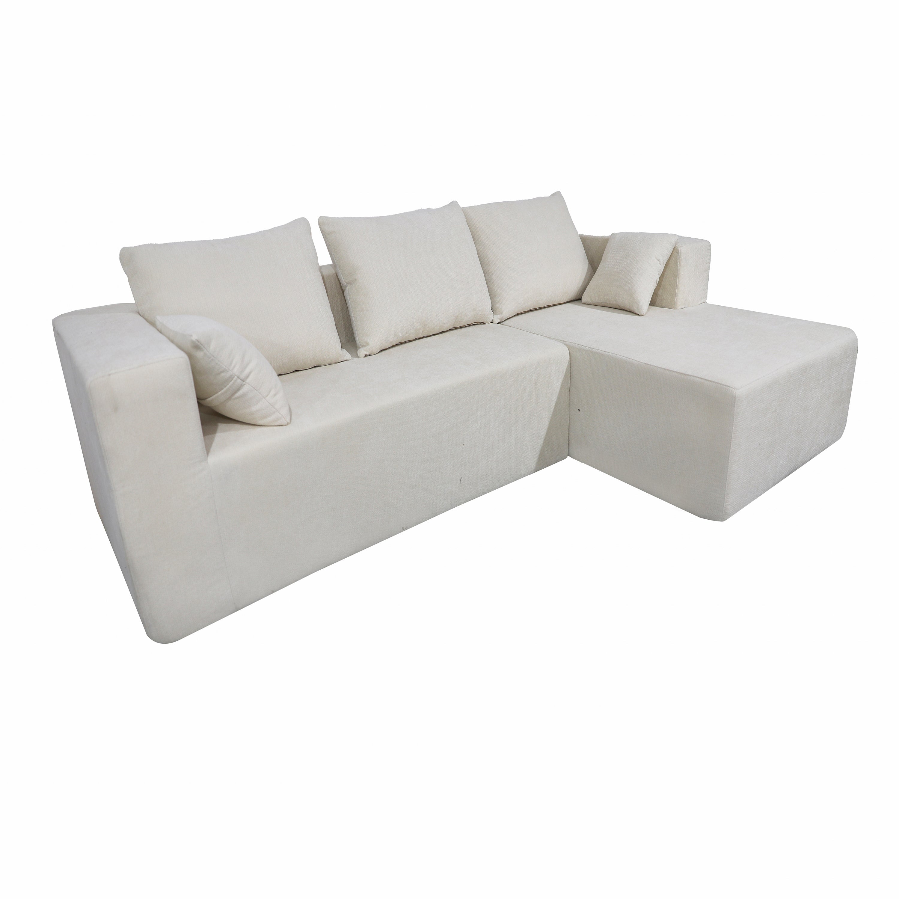 Combination sofa and sofa bed on the right corner, made of high-density sponge and soft linen fabric, with multiple combination methods (beige)