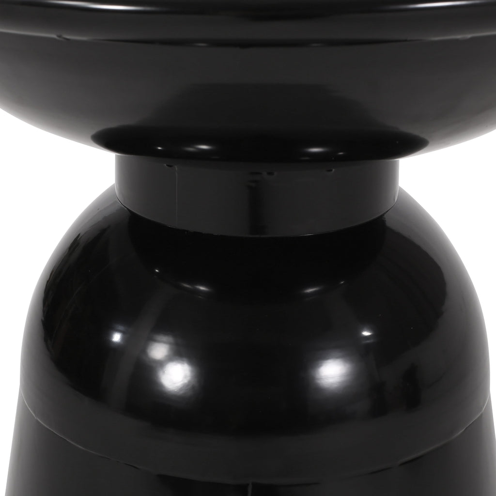 Serenita Outdoor Iron Side Tables with Flared Design, Set of 2 , Black