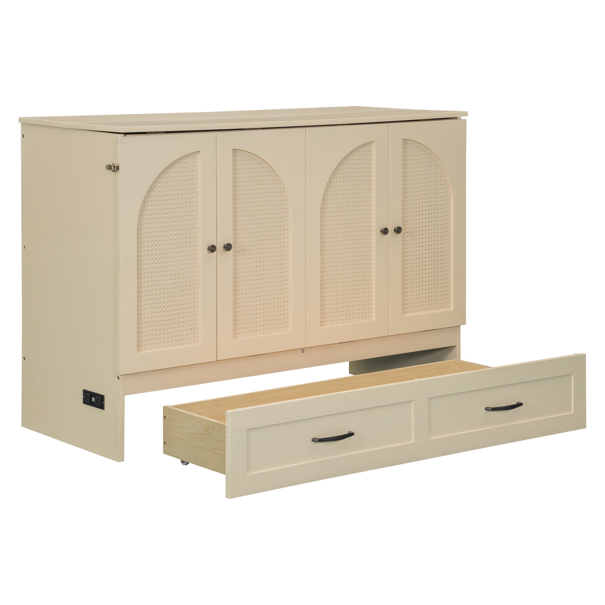 Full Size Murphy Bed with Large Drawers, Gold