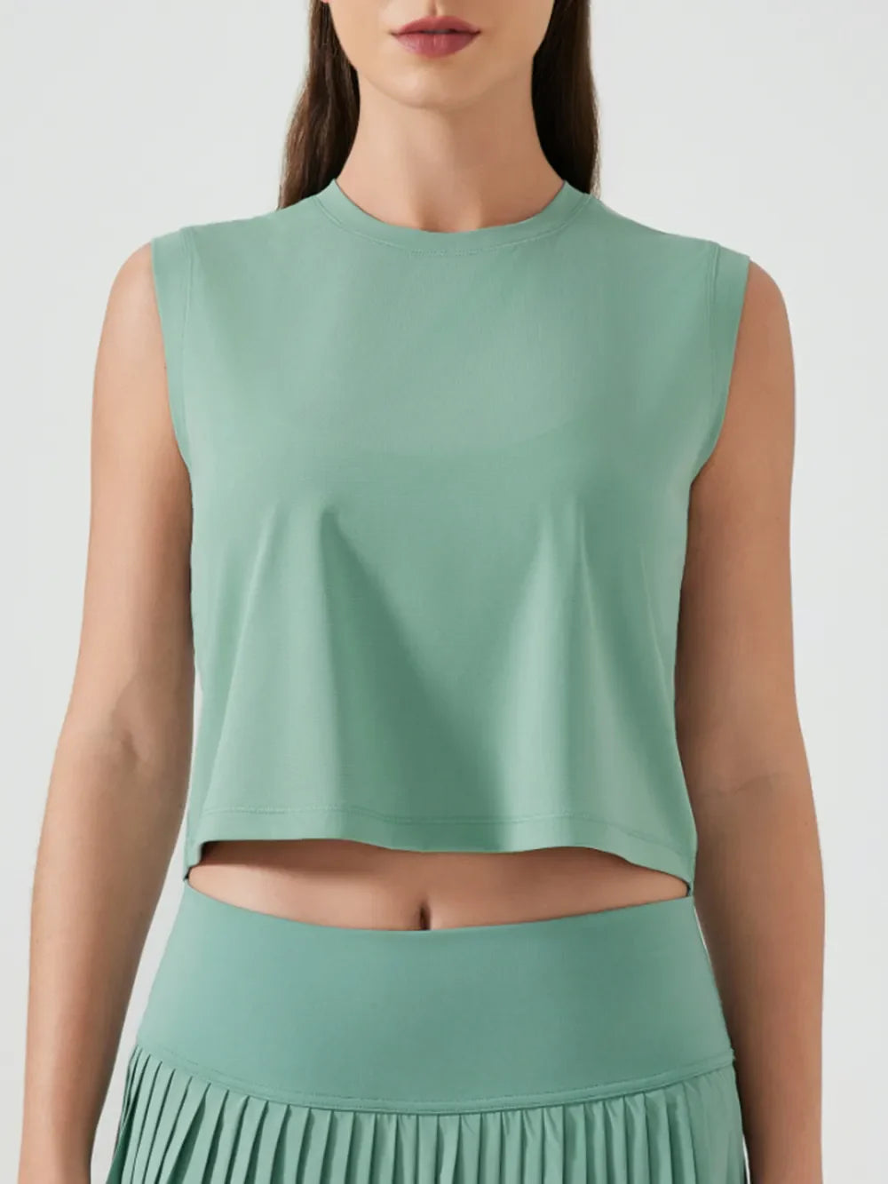Millennia Round Neck Cropped Active Tank