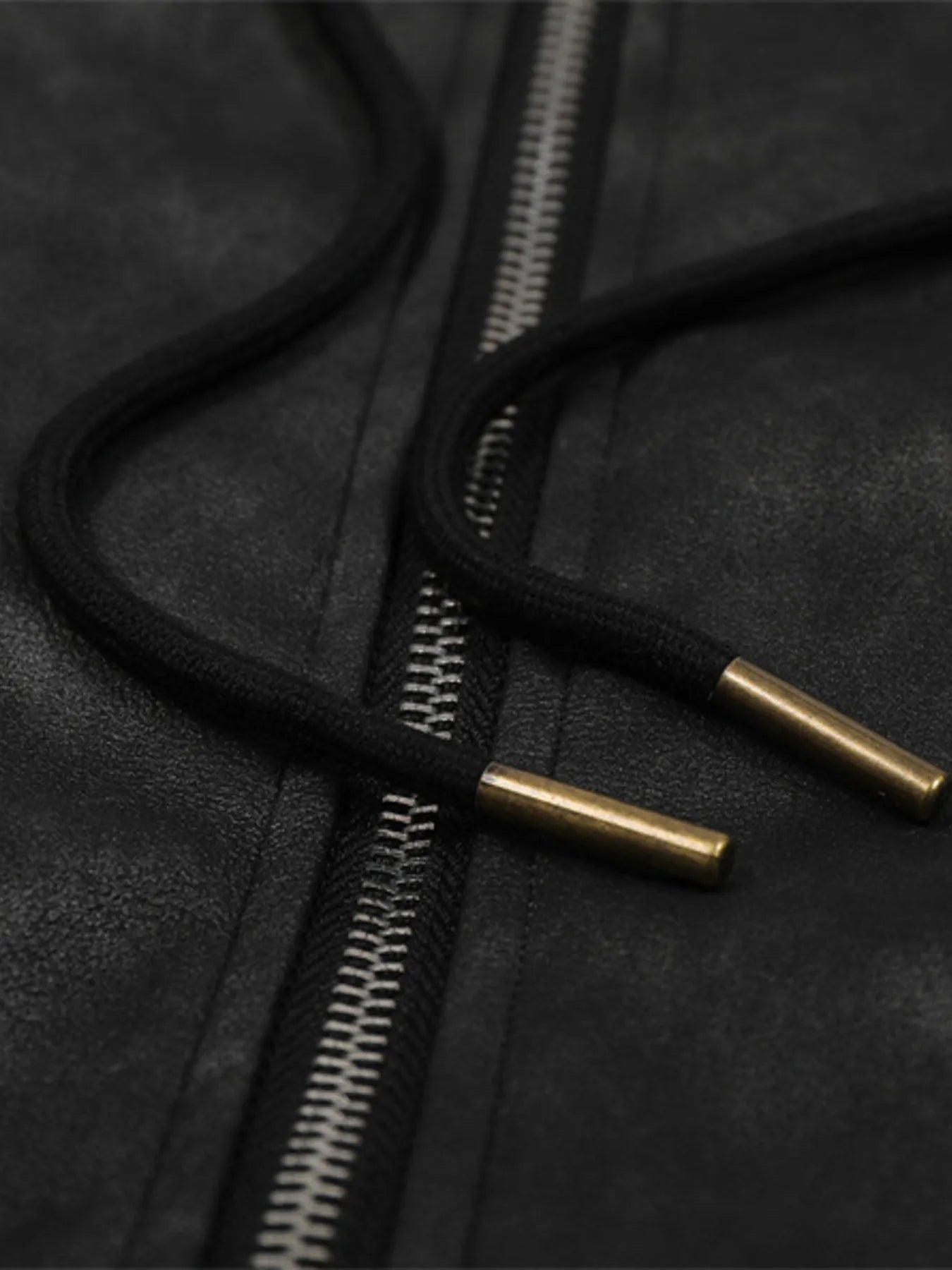 Drawstring Washed Zip Up Hooded Jacket