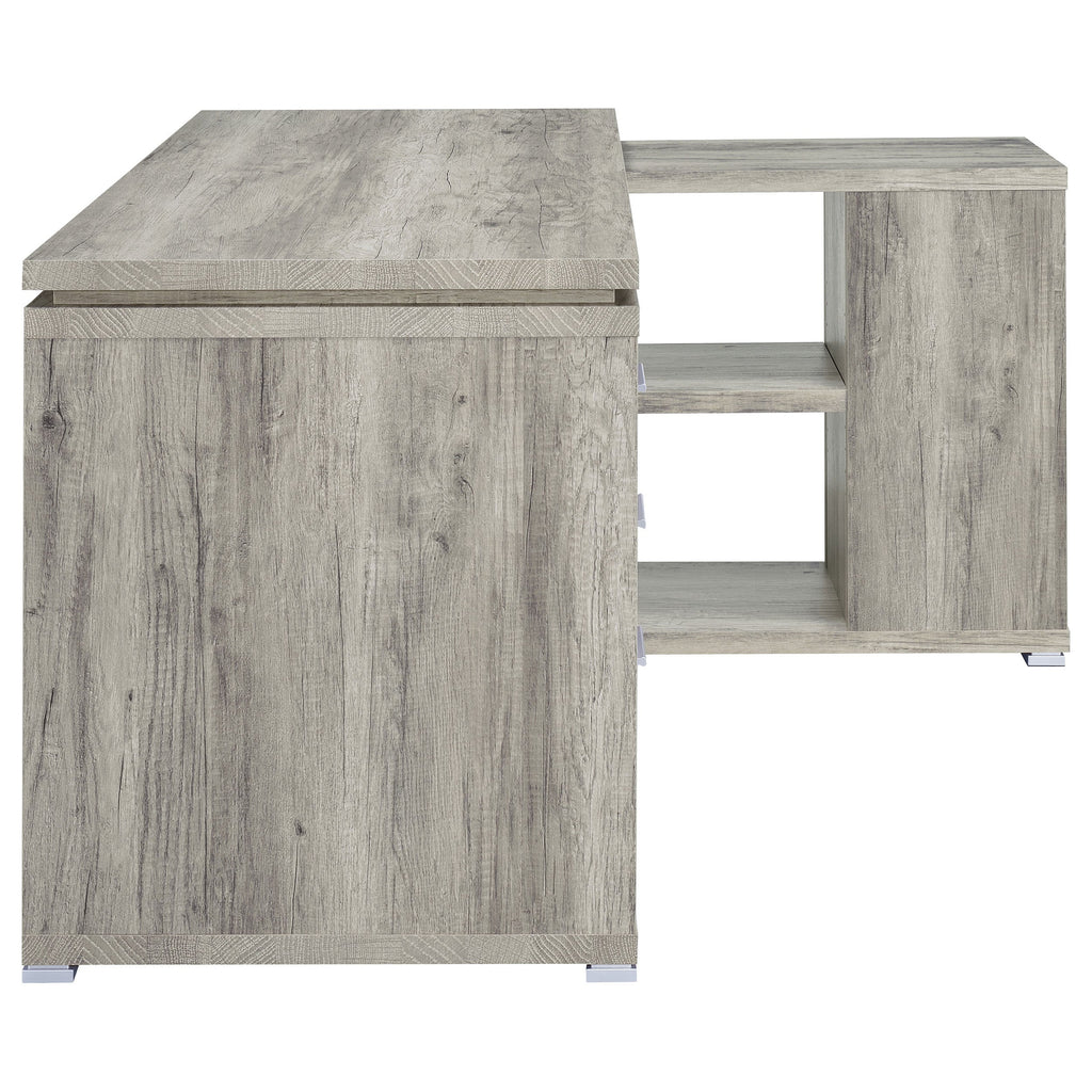 Tona Grey Driftwood 3-Drawer L-shape Desk