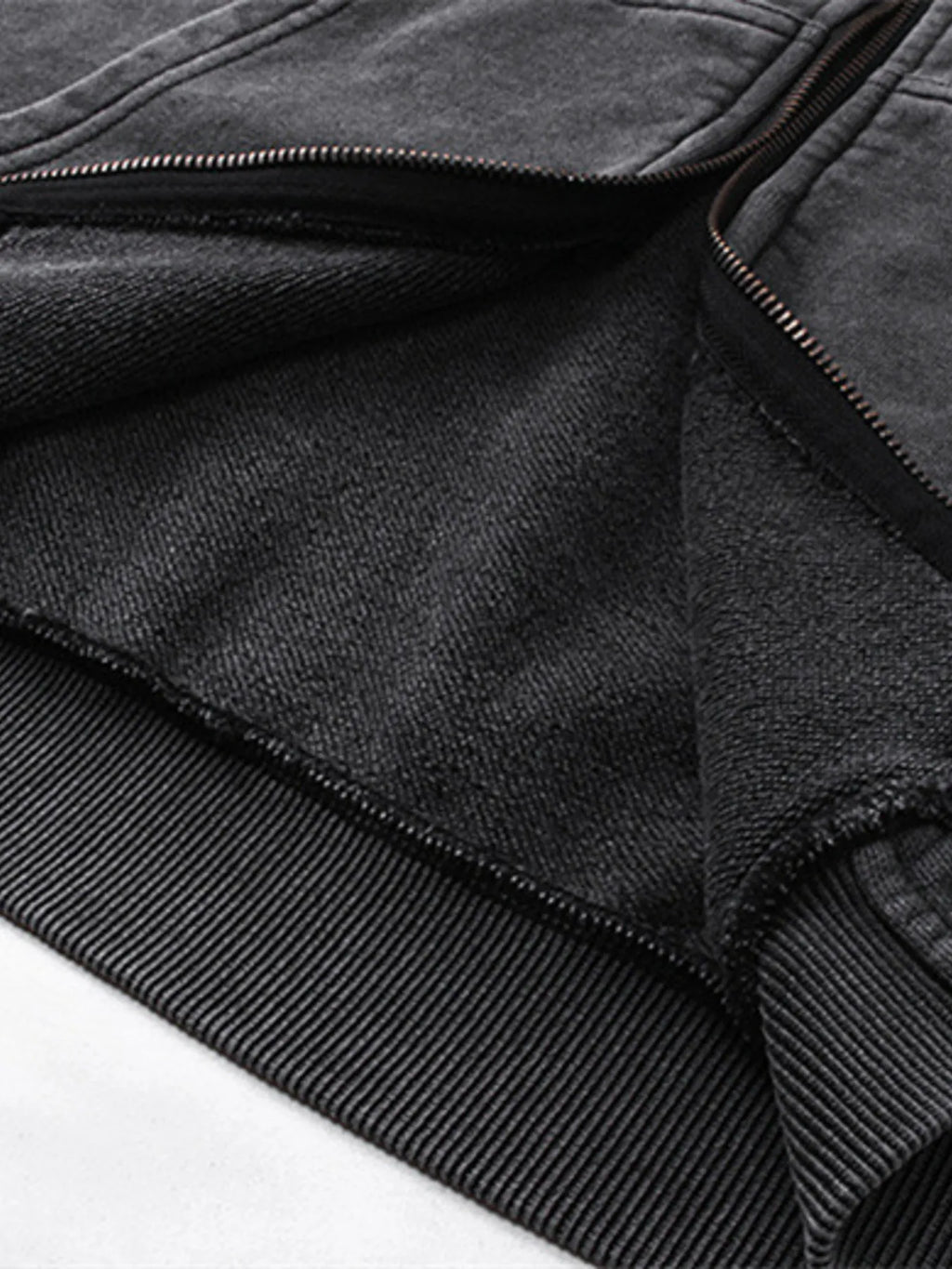 Washed Zip Up Long Sleeve Hooded Jacket