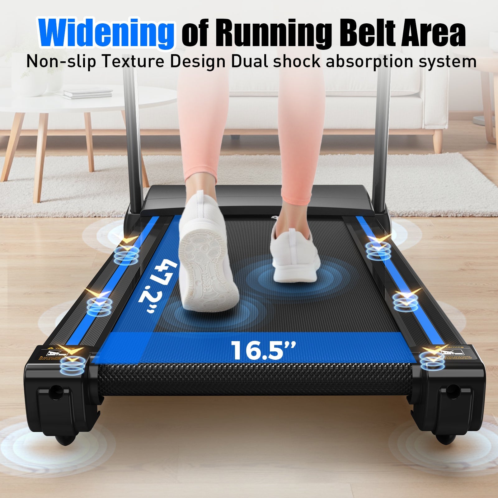 Treadmills for Home, Electric Treadmill with  Automatic Incline, Foldable 3.5HP Workout Running Machine Walking, Double Running Board Shock Absorption Pulse Sensor Bluetooth Speaker APP FITSHOW.