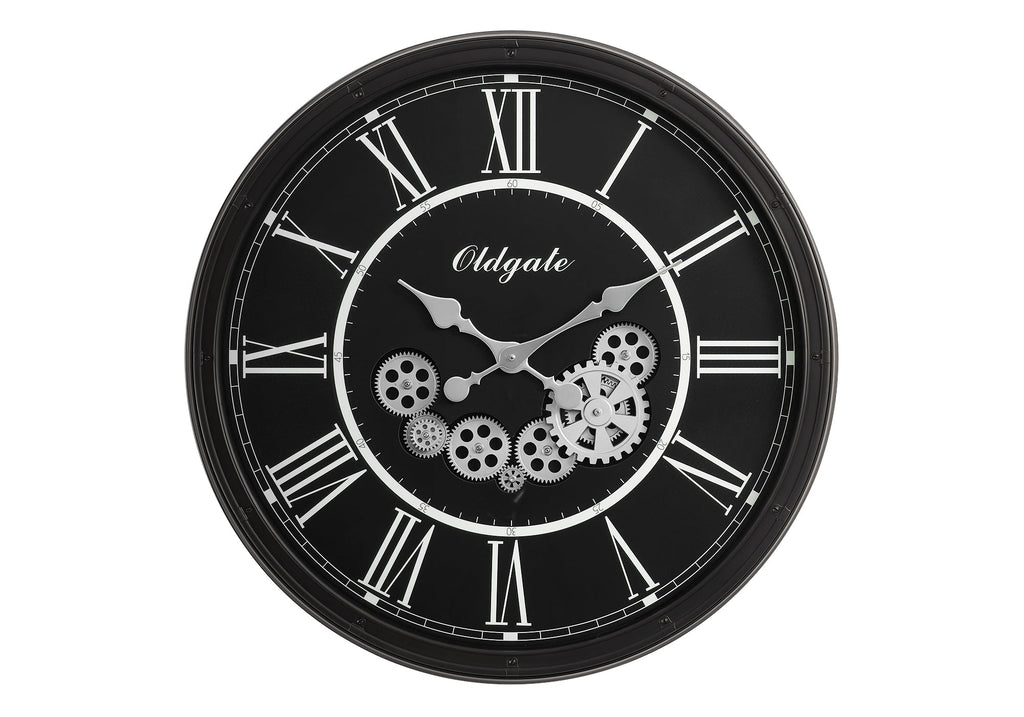 Clocks, 30' Round, Gear Mechanism, Large Oversized, Wall Clock, Black, Transitional