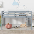 Solid Wooden, Rubber Wooden Twin Loft Bed with Ladder, Bed Platform of Strengthened Slats , Grey