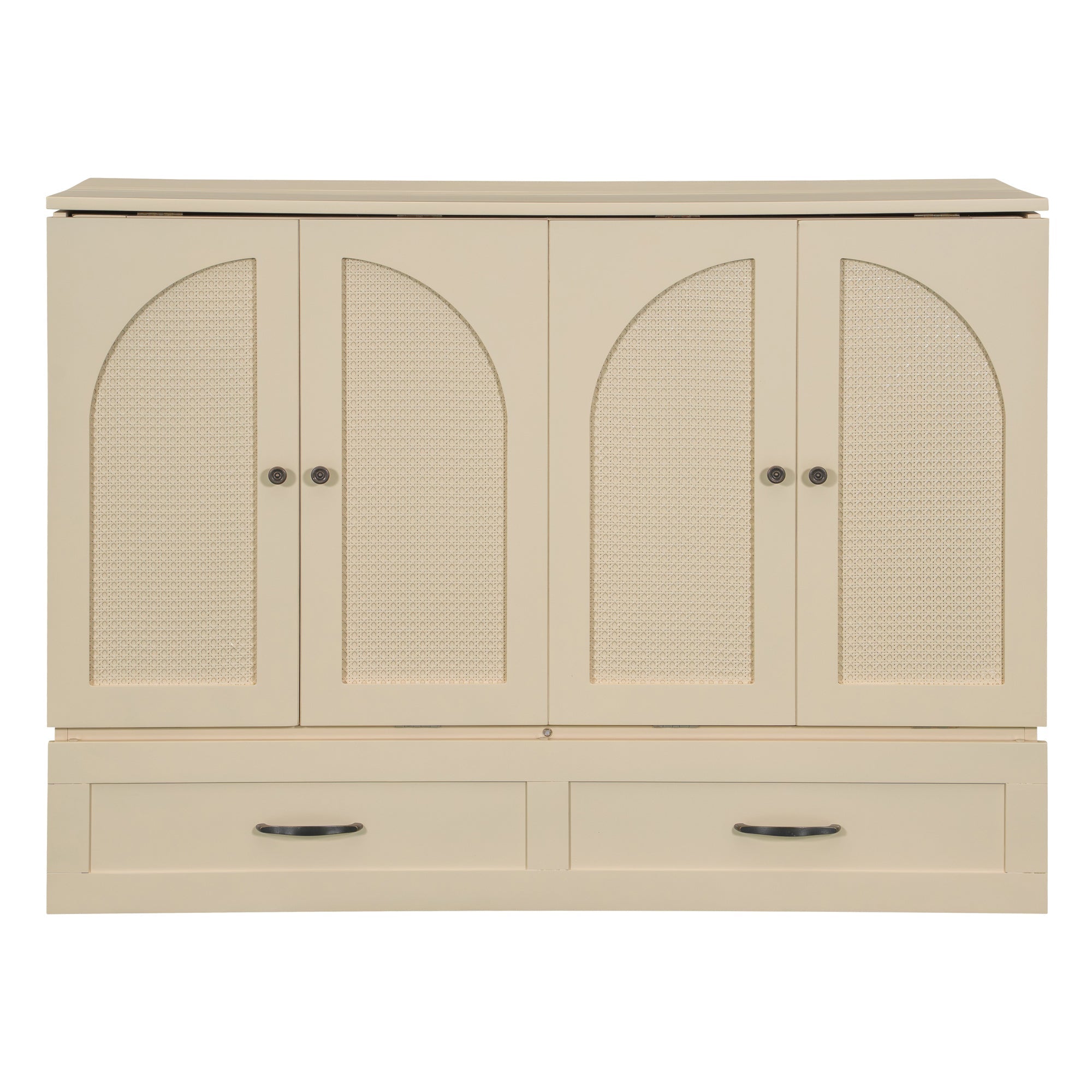 Full Size Murphy Bed with Large Drawers, Gold