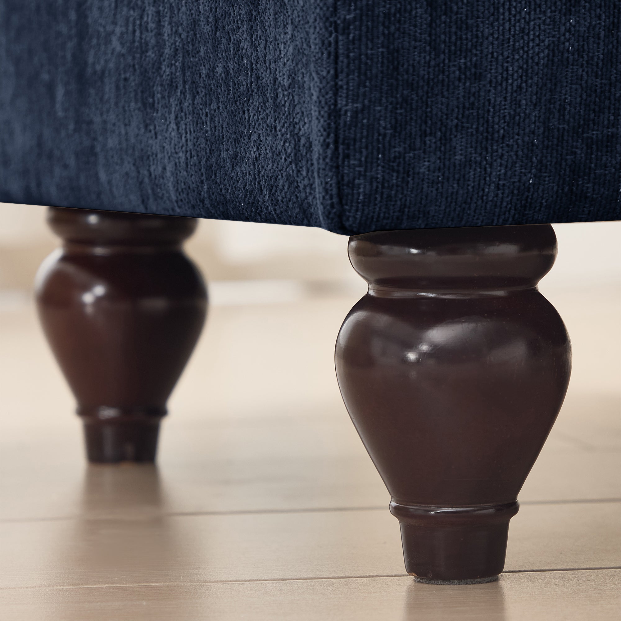 Classic Comfy Modular U Shape Sectional Sofa Couch with Flared Arms and Removable Ruffles Pleats Skirts and Spindle Legs, Upholstered Chenille Deep Seat Cloud Sofa with Movable Ottomans, Blue