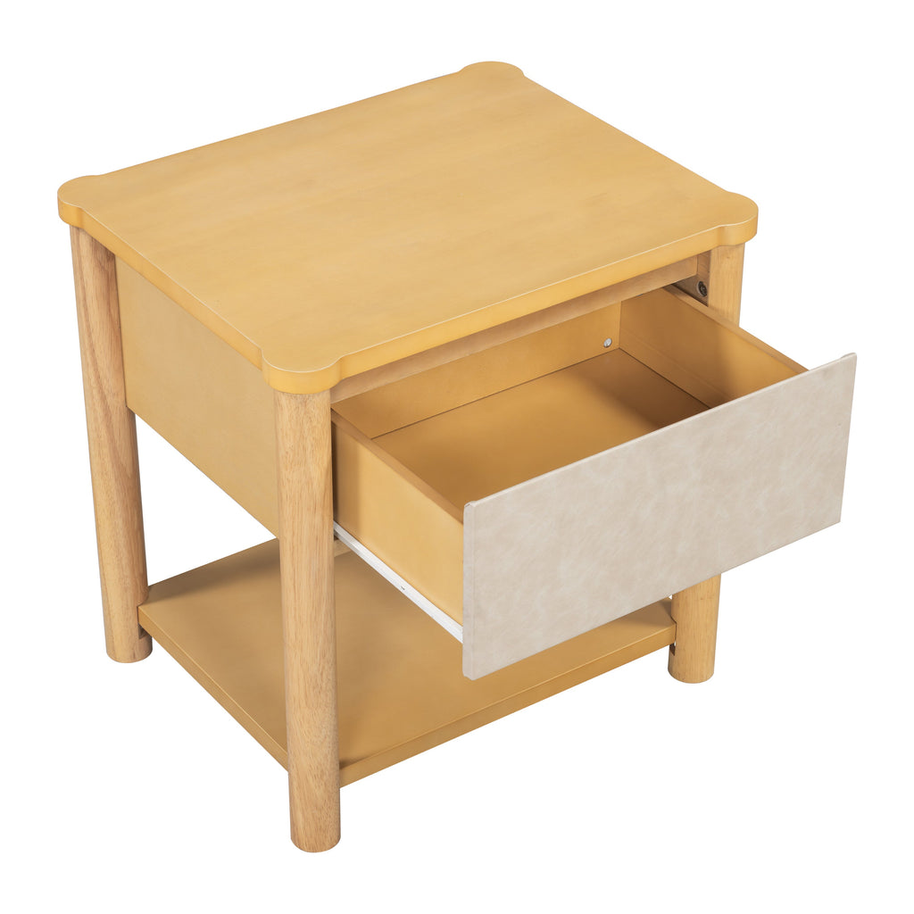 Modern King Bed Frame Set with 2 Nightstands, Beige Wood Platform Bed with Headboard and Matching Bedside Tables for Bedroom