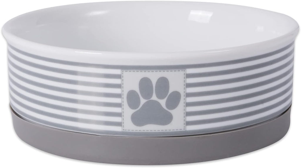 Paw & Patch Ceramic Pet Collection, Medium Set, 6X2", Gray, 2 Piece