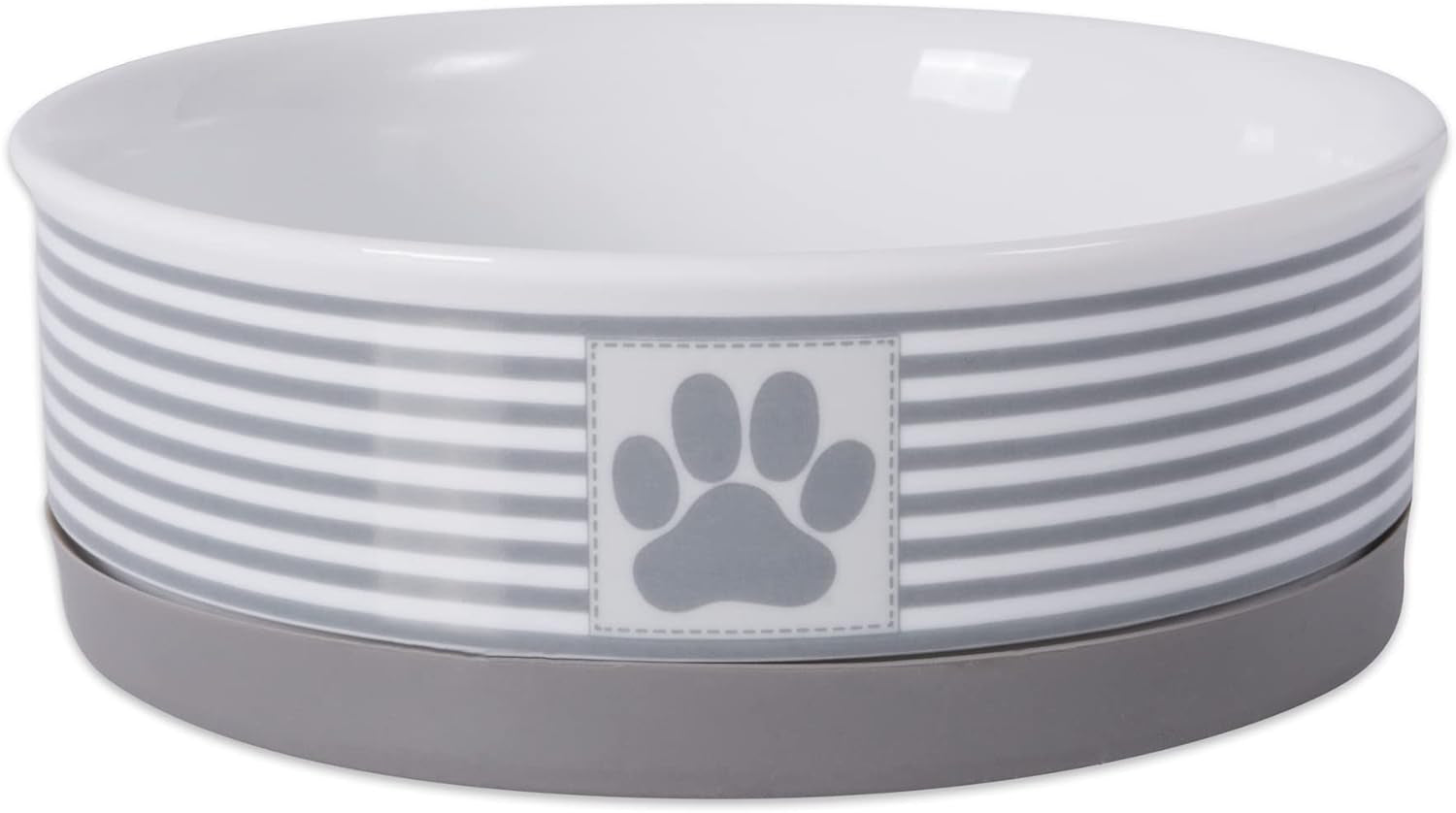 Paw & Patch Ceramic Pet Collection, Medium Set, 6X2", Gray, 2 Piece