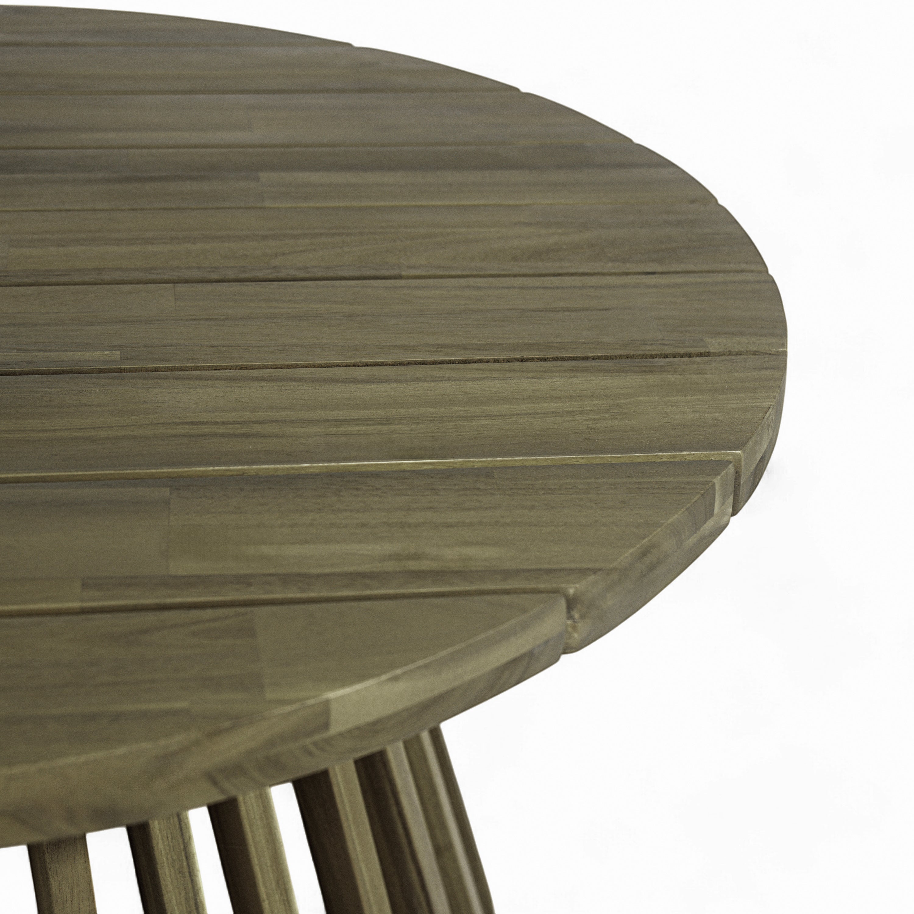 Outdoor Acacia Wood Patio Coffee Table, Round Coffee Table for Backyard, Lawn, Balcony,Grey Finish