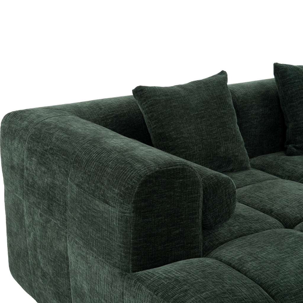 Modern Modular Sectional Sofa with Deep Seating, Green Chenille Fabric, 101.2'